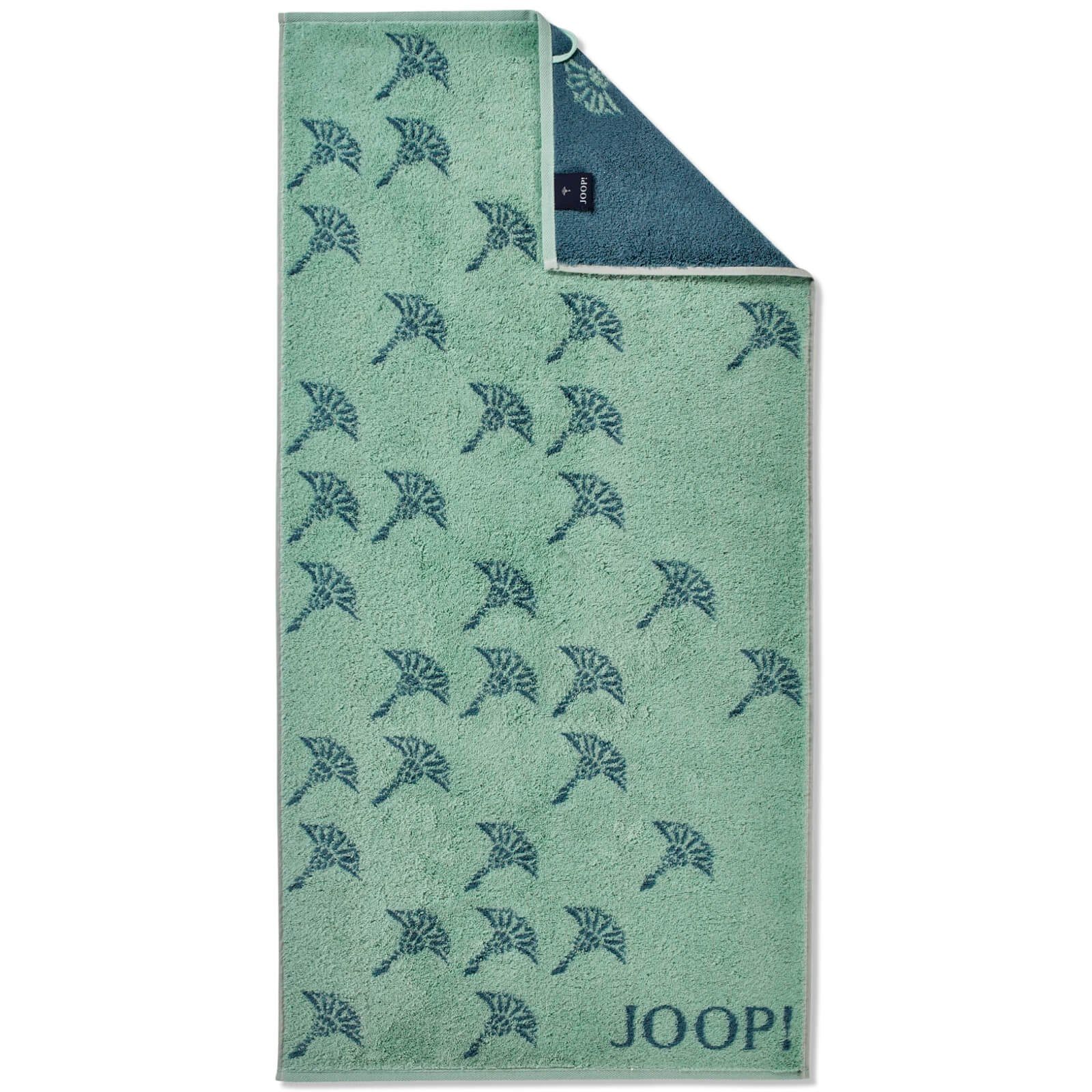JOOP! Handtuch Duschtuch Move Faded Cornflower Aqua 1691 44, Walkfrottier (1-St), Wendeoptik, Logo, Flauschig