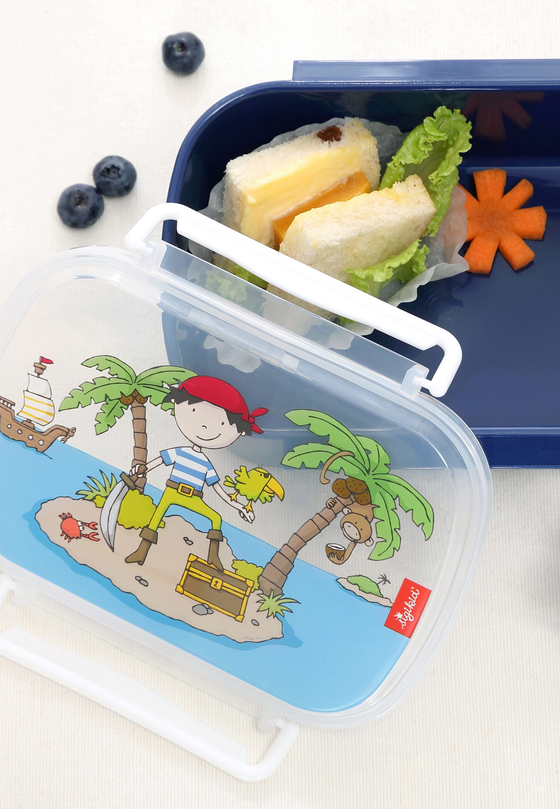 Sigikid Lunchbox Kinder Brotdose petrol (1-tlg) Polypropylen, Lunchbox 100% mit Rohkostschälchen