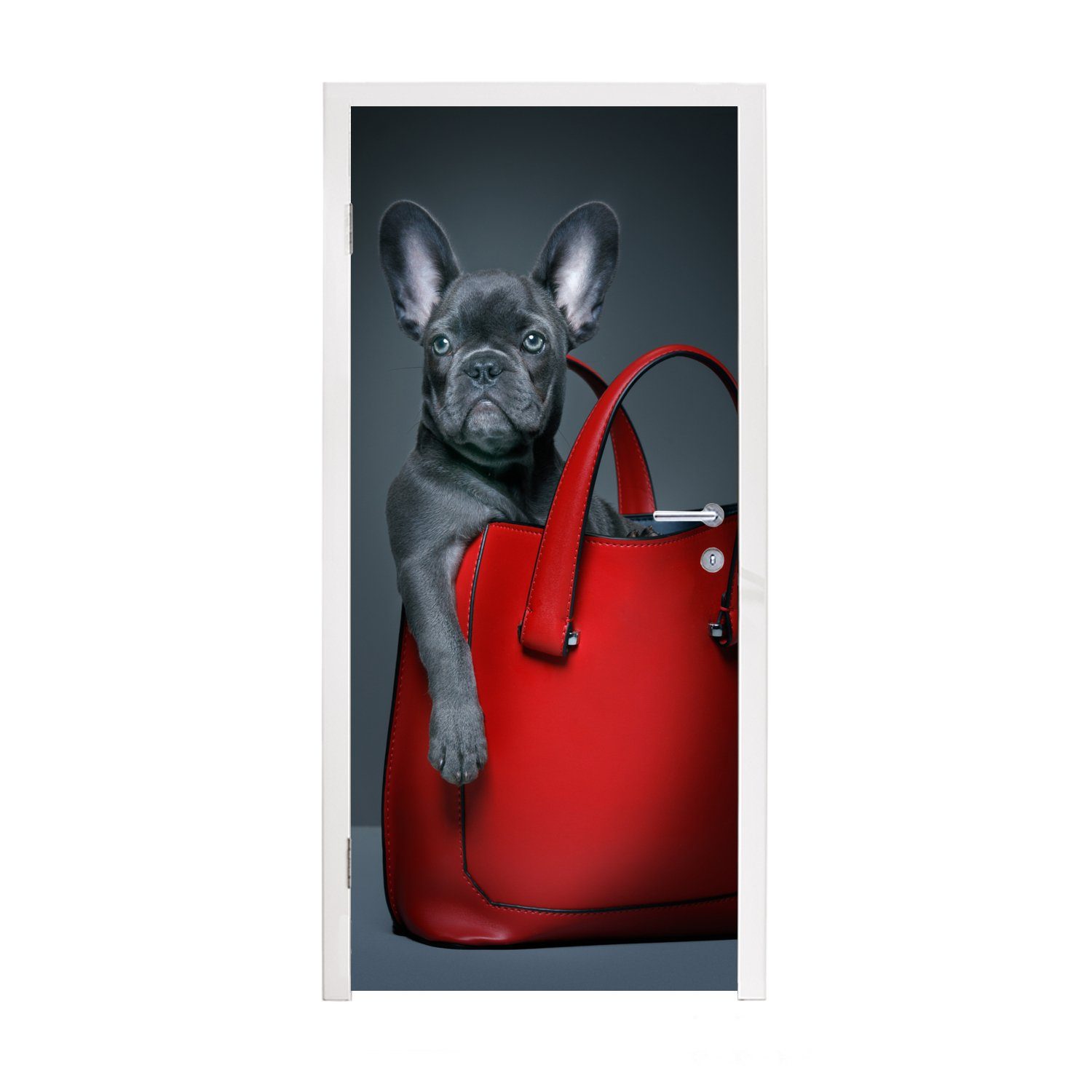 MuchoWow Türtapete Hund - Lustig - Tasche - Kinder - Jungen - Mädchen - Kinder, Matt, bedruckt, (1 St), Fototapete für Tür, Türaufkleber, 75x205 cm