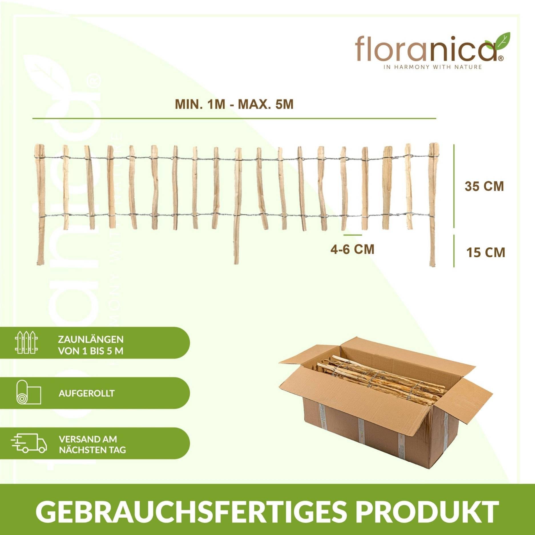 Floranica Staketenzaun Staketenzaun mit Pfosten Stekzaun Holzzaun Gartenzau günstig online kaufen