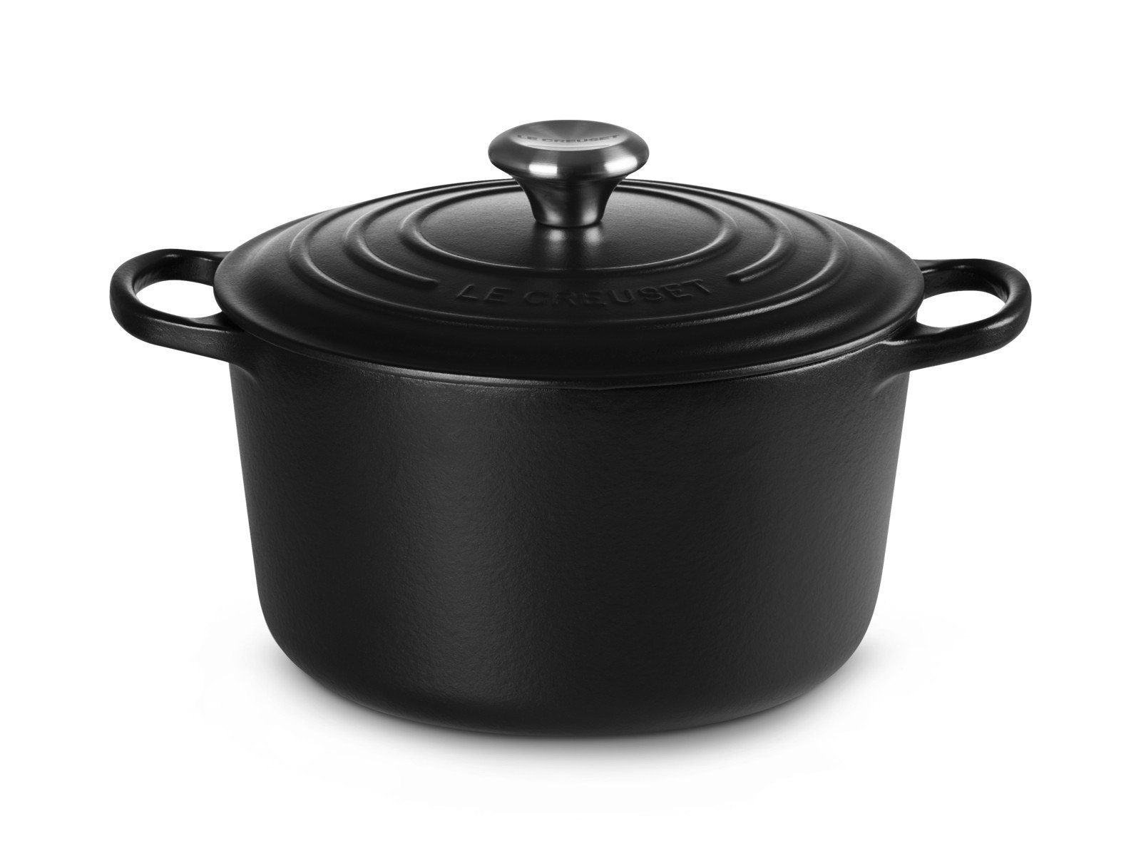 LE CREUSET Кастрюли жаровни Creuset Кастрюли жаровни hoch Signature rund schwarz matt 24cm, Emailliertes Gusseisen