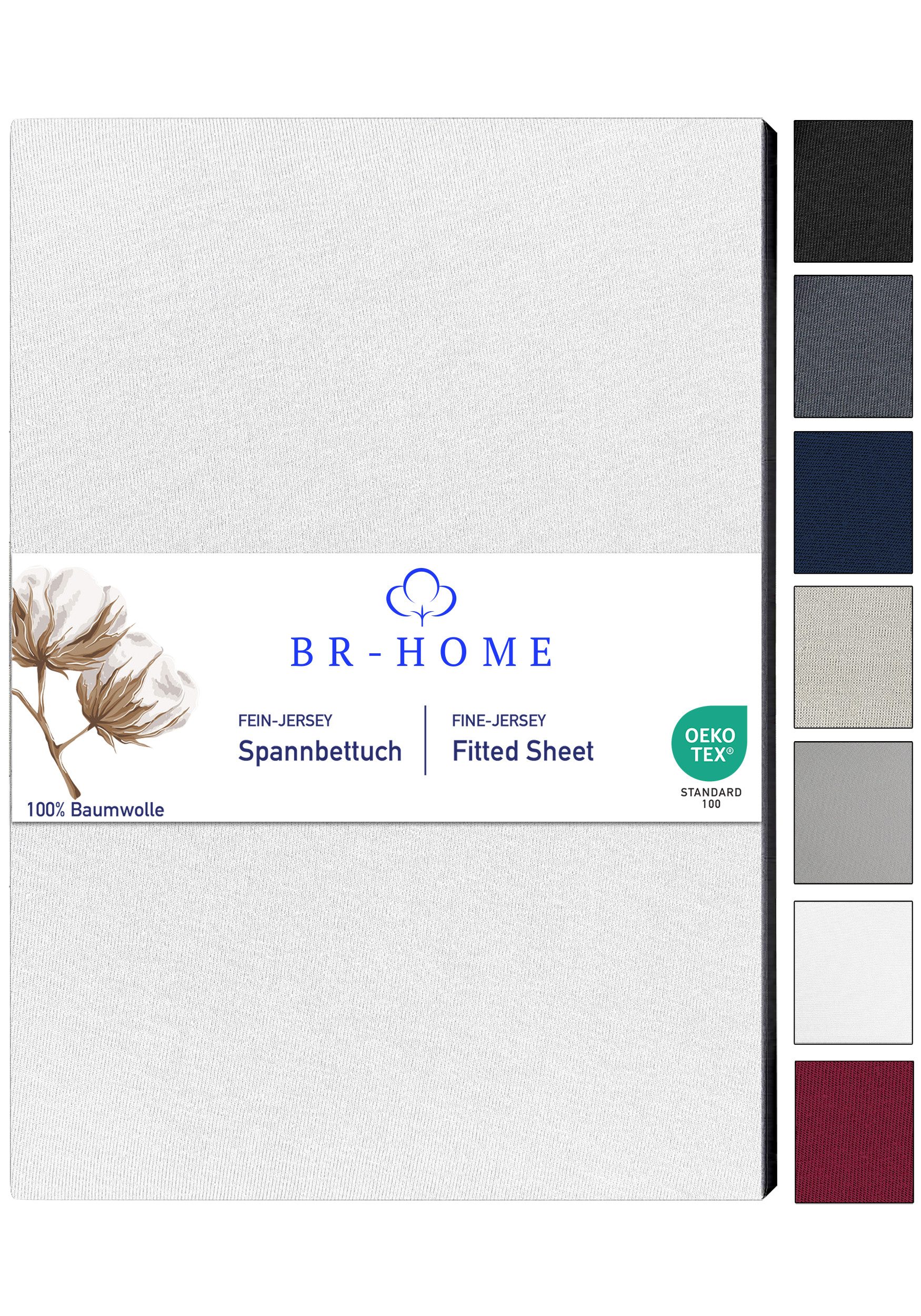 BR-Home Spannbettlaken bis zu 25cm, 100% Baumwolle Jersey Bettlaken, Spannb günstig online kaufen