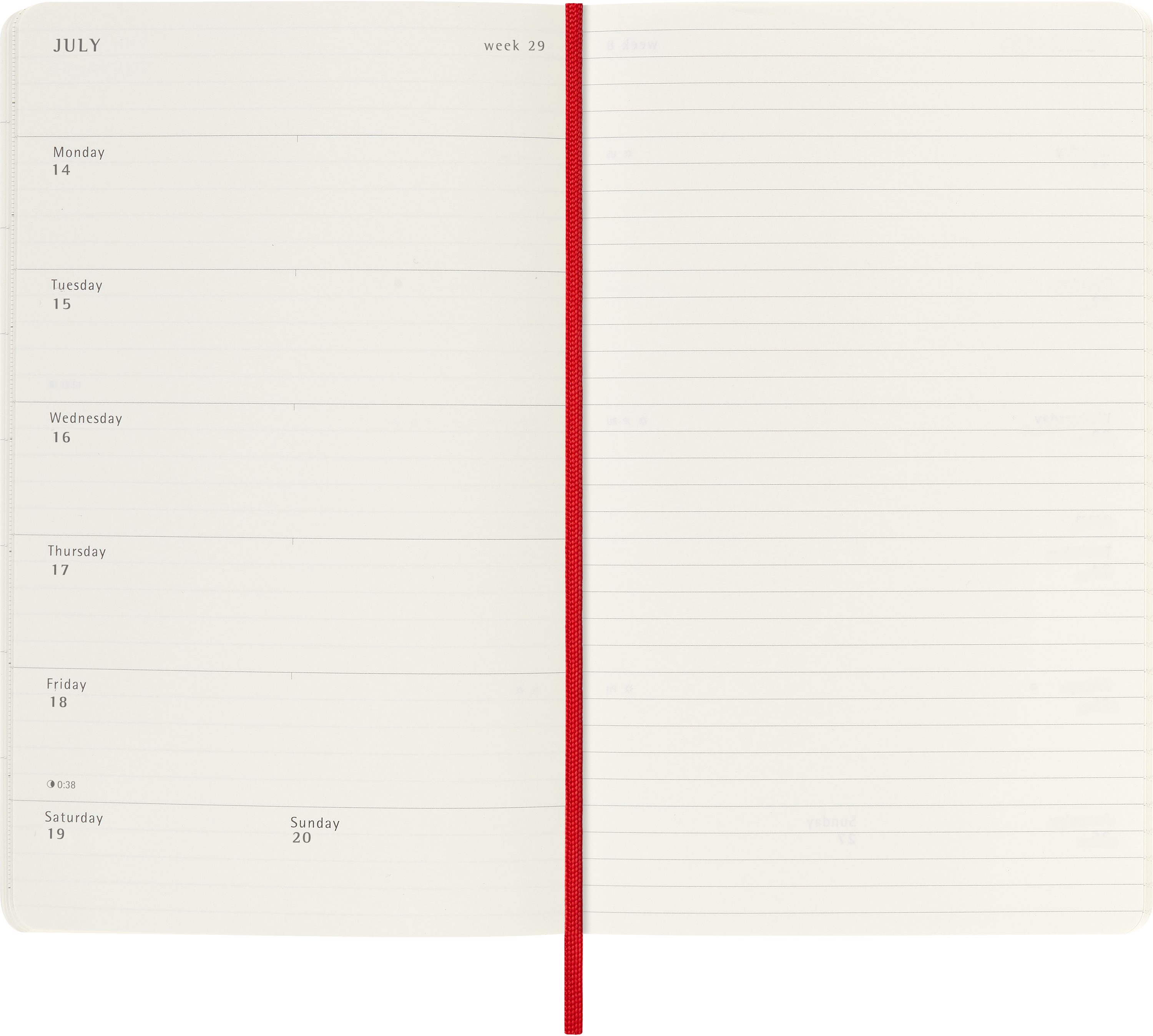 MOLESKINE Buchkalender, MOLESKINE 18 MONATE WOCHEN NOTIZKALENDER 25/26 - L/A5 - Rot