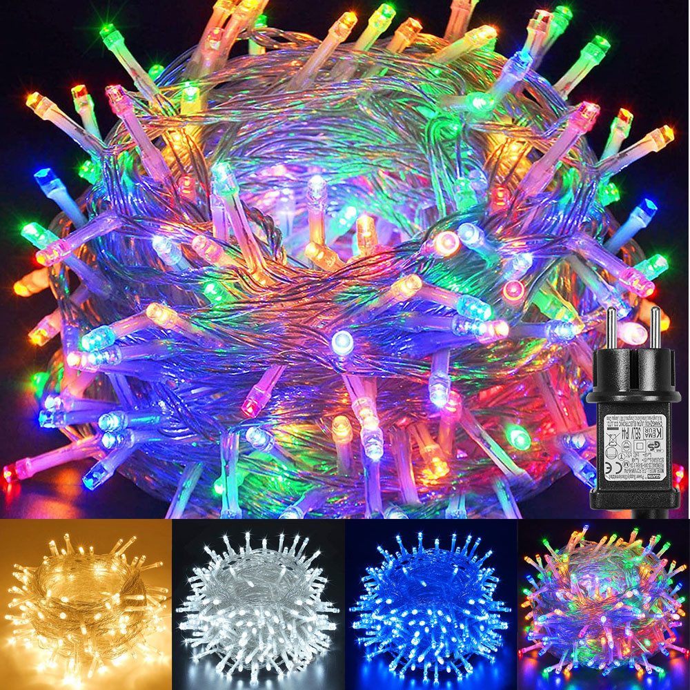 SERBASIC Lichterkette 20-100M LED-Lichterkette mit Stecker, Timer, 8 Modi, 31V DC, für Innen Außen, Garten, Hochzeit, Party, Weihnachtsbaum