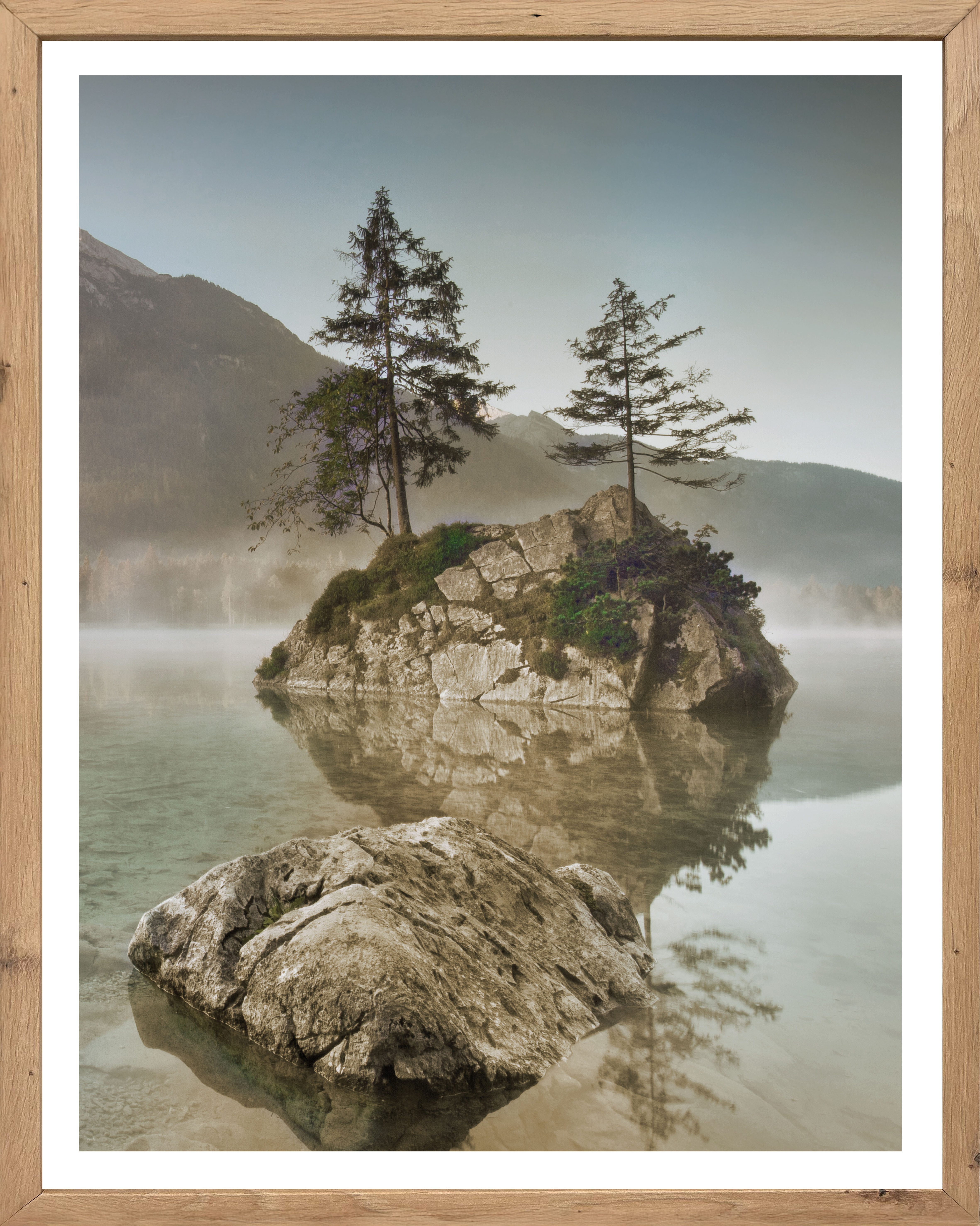 Bönninghoff Bild mit Rahmen, Bäume, Felsen, Landschaft, Natur, See, Seebilder (1 St)