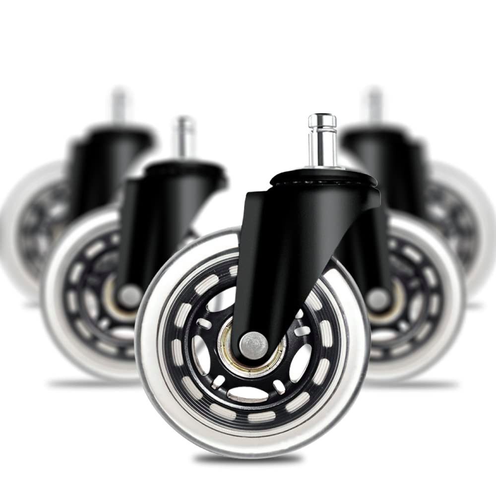 addhome Schwerlastrolle 5er Set Bürostuhlrollen 10x22mm Leise Hartbodenrollen 73mm Ø & 35mm, Premium Ersatzrollen für Parkett & Teppich Gaming- & Bürostuhl Set
