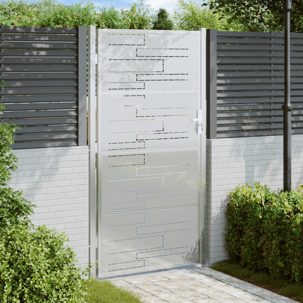 VidaXL Gartentor 125x500 Cm - Stahl Spear-Top Design Grau Pulverbeschichtet
