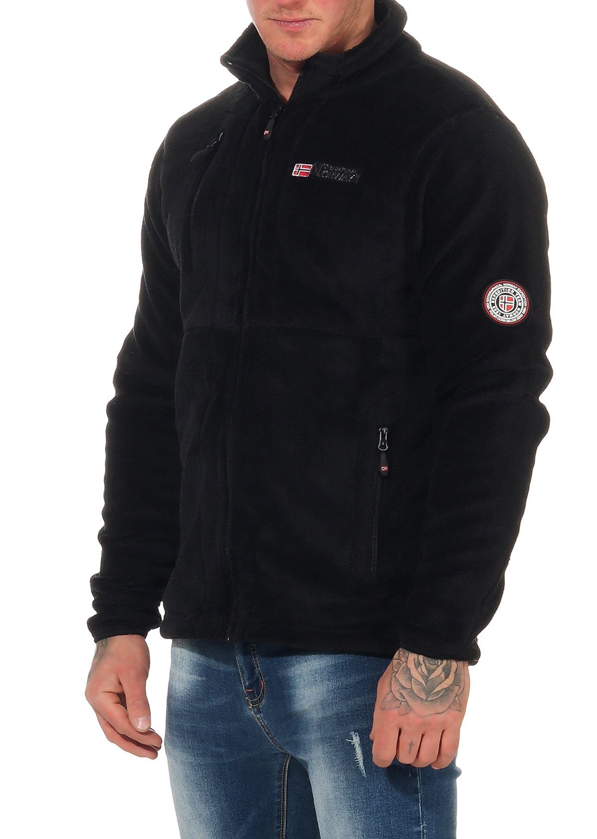 Geographical Norway Fleecejacke Herren Fleecejacke Outdoor Freizeit Jacke Fleece flauschig und warm auch in Großen Größen erhältlich, in Unifarbe, mit Stehkragen