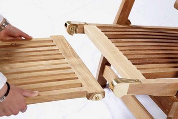 Kai Wiechmann Gartenliege Premium Teak Deckchair als wetterfester Liegestuhl, verstellbarer Teak Relaxsessel mit Fußablage