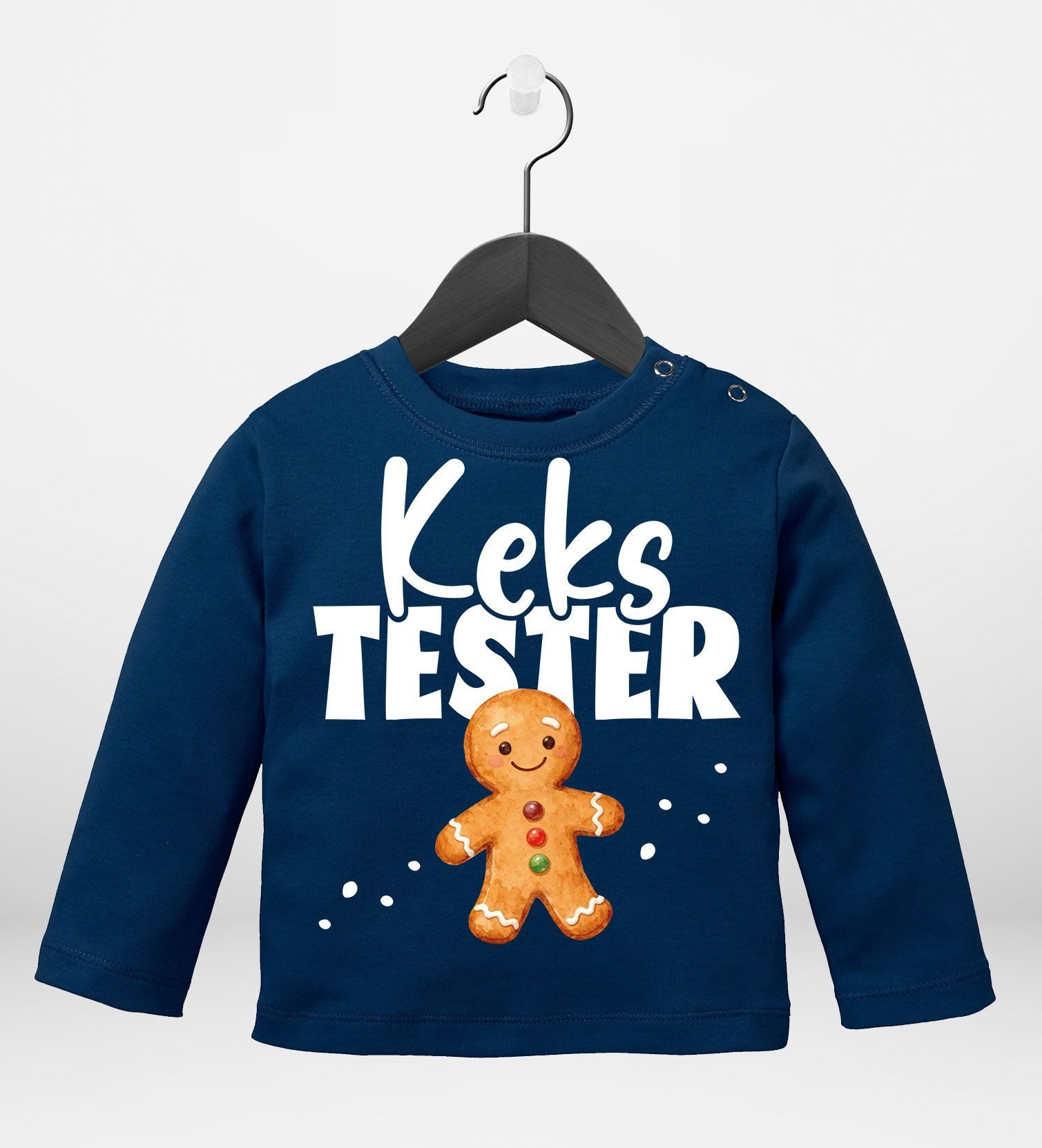 Rundhalsshirt Baby Langarmshirt Lebkuchen Design Gingerbread Kekstester Weihnachten