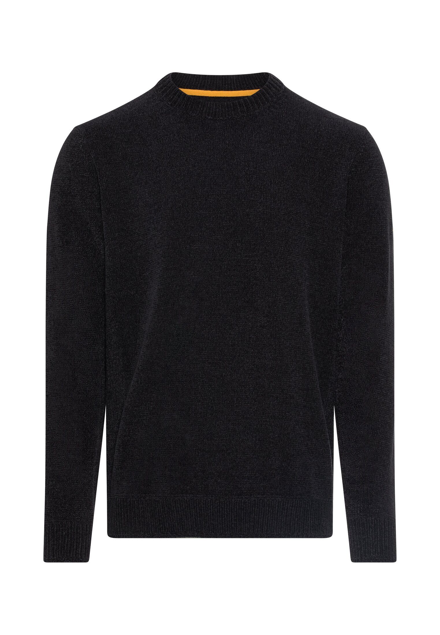 camel active Strickpullover mit seitlichem Strick-Einsatz Langarm Markenlogo