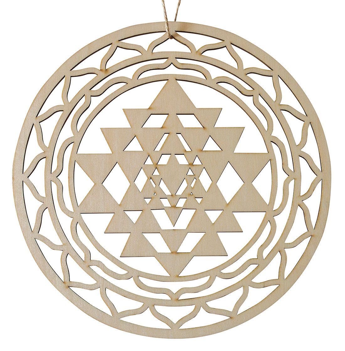 Saraswati Hängedekoration Mobile/Ornament "Shri Yantra" Holz gelasert 10cm