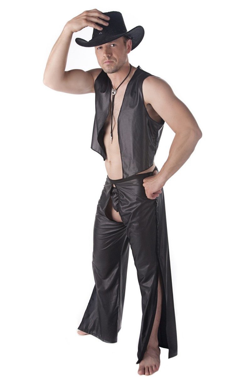 Boxershorts Sexy 3-teiliges Männer Dessous wetlook Cowboy-Set Kostüm aus String, W