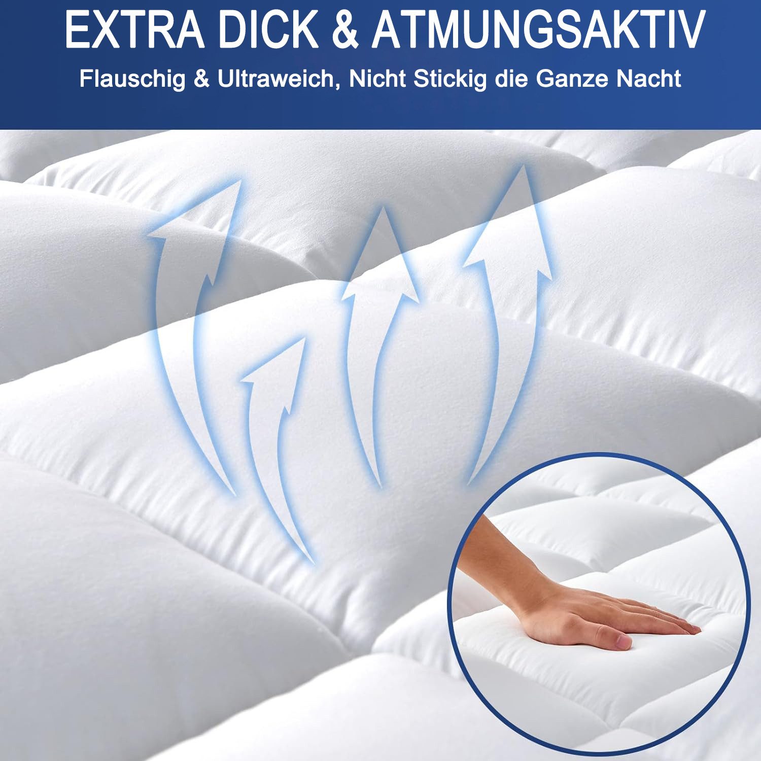 Matratzenschutzbezug Matratzenauflage Matratzentopper 90x200cm,140x200cm,180x200cm ibettertec, Atmungsaktive Unterbett und Matratzenauflage mit Gummiband – Bild 4 von 5