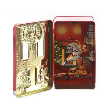 POWERHAUS24 Keksdose Blechdose "weihnachtliche Haustür" mit Innendekor, 20,5 x 12 cm, für, Blech, (Spar-Set)