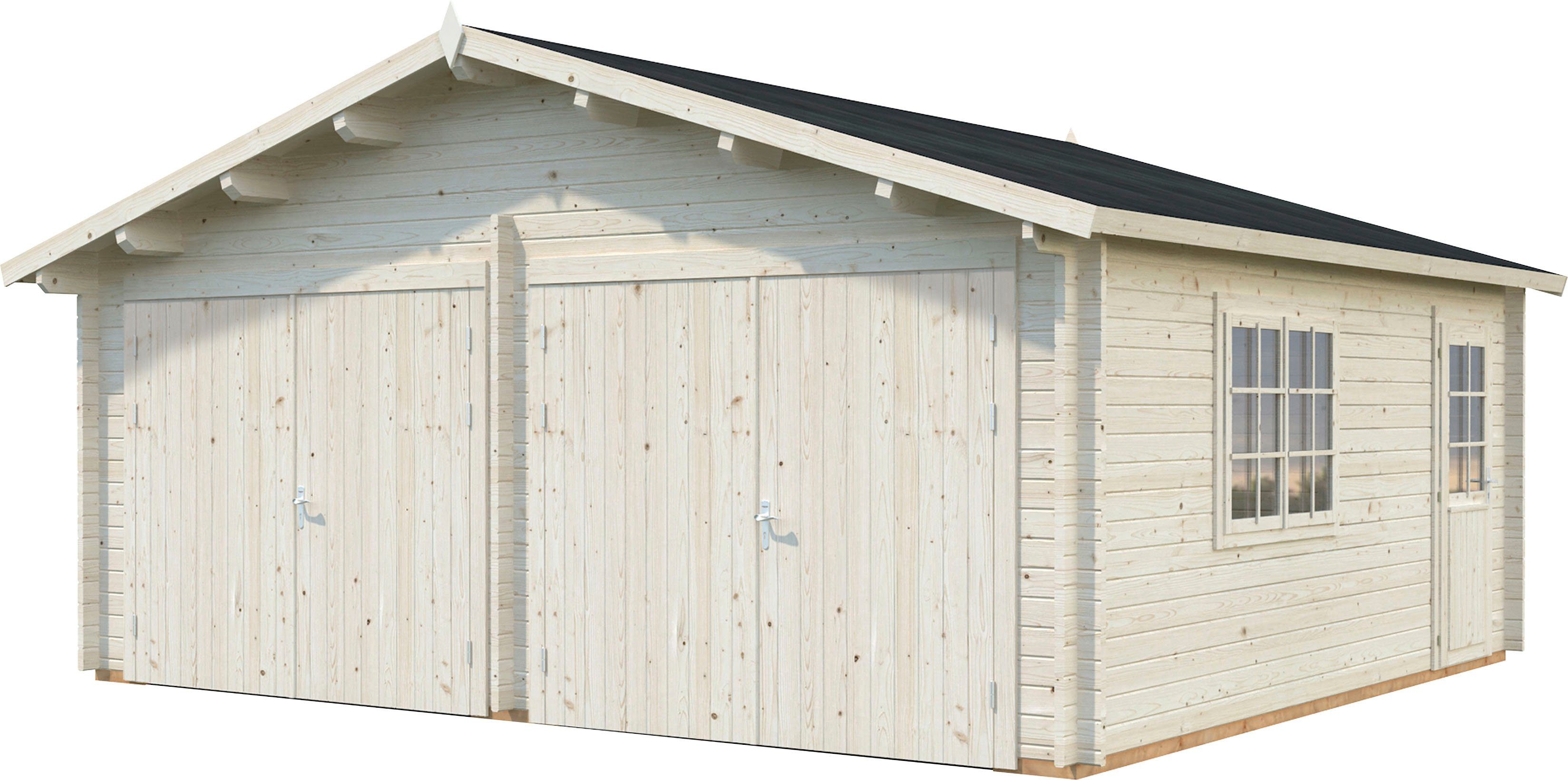 Palmako Garage Roger, BxTxH: 629x565x310 cm, mit Holztor, naturbelassen | Garagen