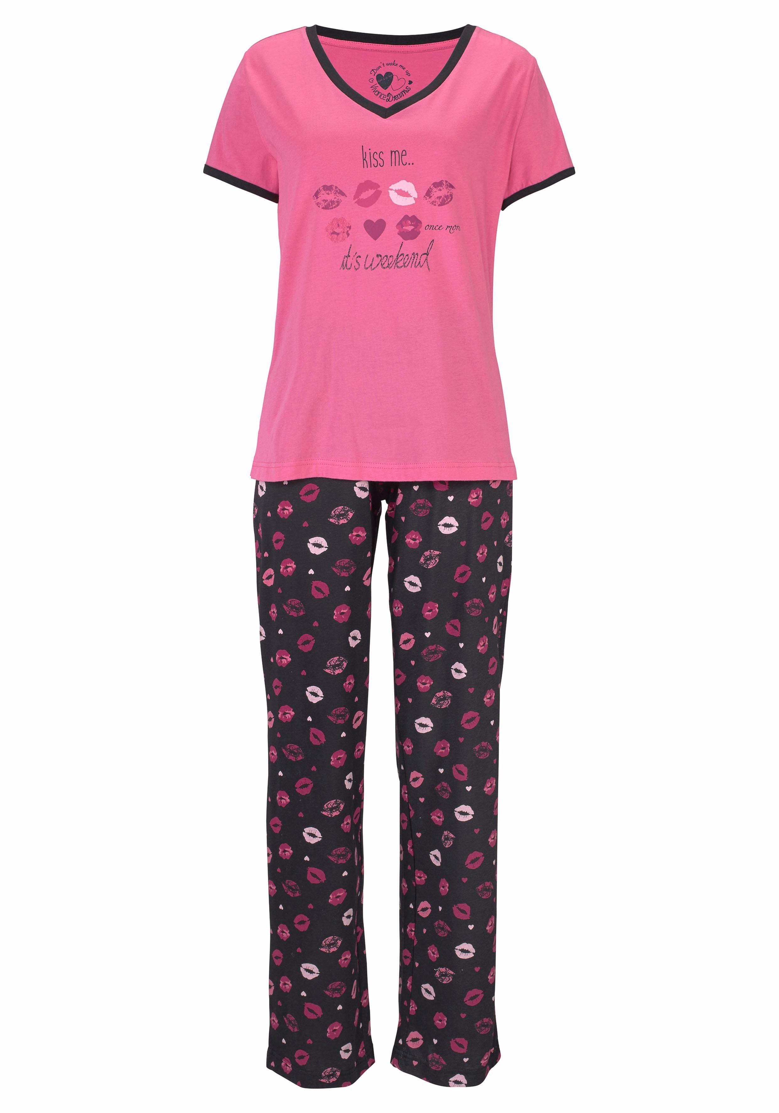 Vivance Dreams by Lascana Pyjama mit Kussmund-Print – Bild 4 von 5