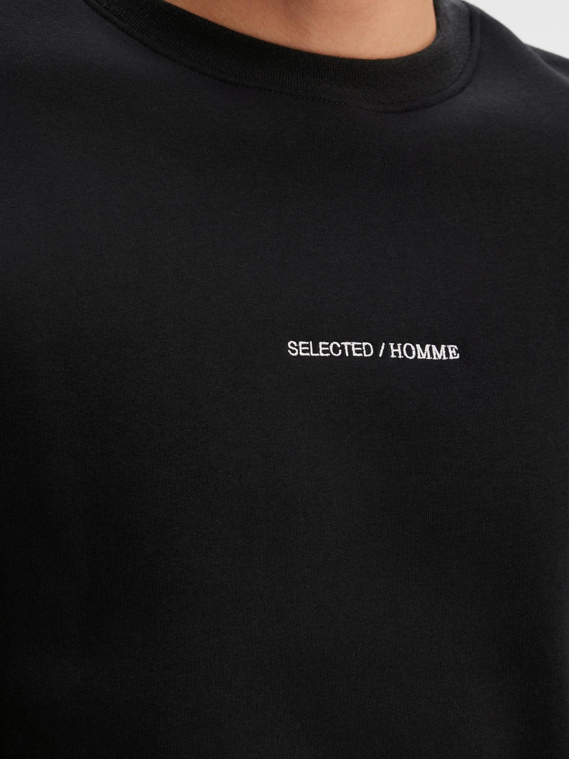 SLHHANKIE LOGO SELECTED NOOS Sweatshirt Black HOMME SWEAT NECK CREW