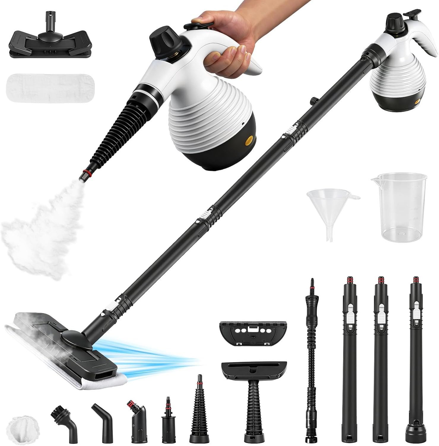 TWUFY Handdampfreiniger Handdampfreiniger Dampfreiniger Handgerät 10-teiliges Zubehörset, 1050 W, 135°C Heißer Dampf, 350ml Wassertank, für Böden Teppiche Polster Badezimmer Autoinnenraumreinigung