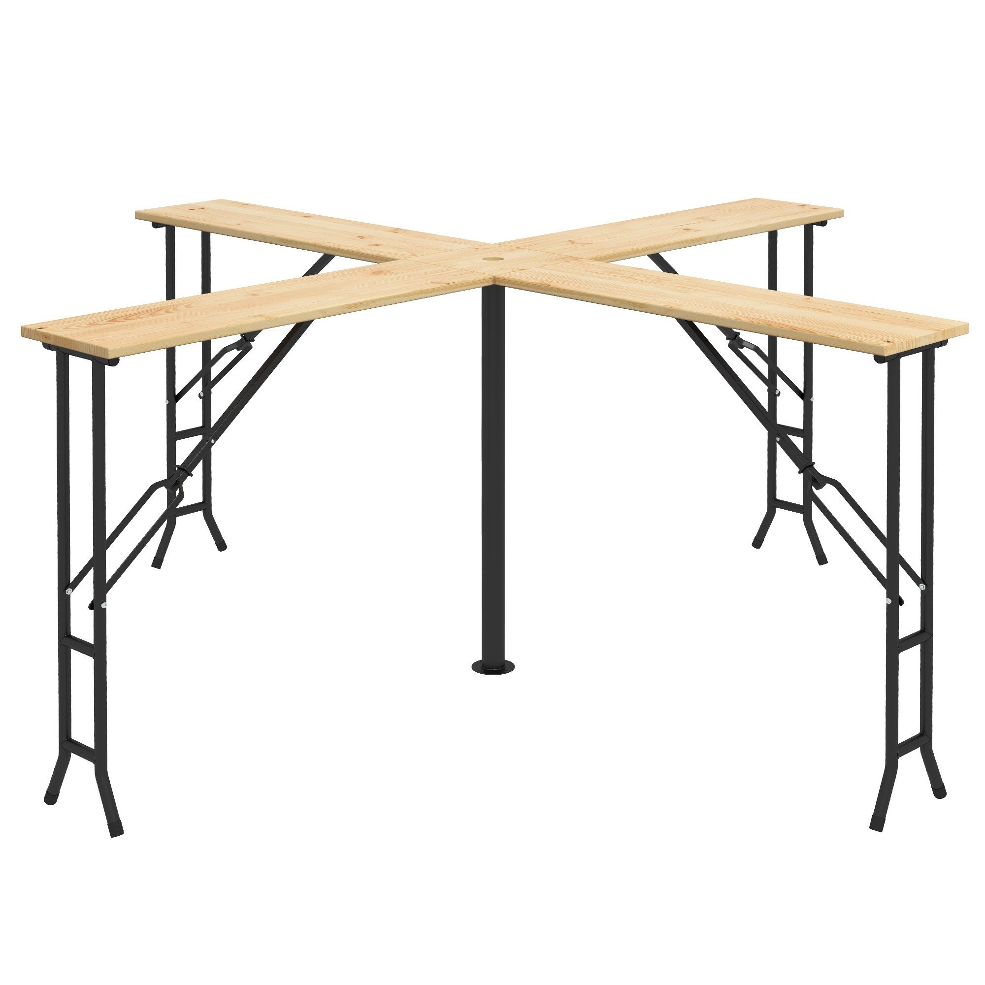 Outsunny Bierzeltgarnitur Bierzelttisch für 20 Personen, mit Schirmloch, (Stehtisch klappbar, 1-tlg., 105 cm Biertisch), bis 120 kg Belastbar, für Garten, Holz, Natur