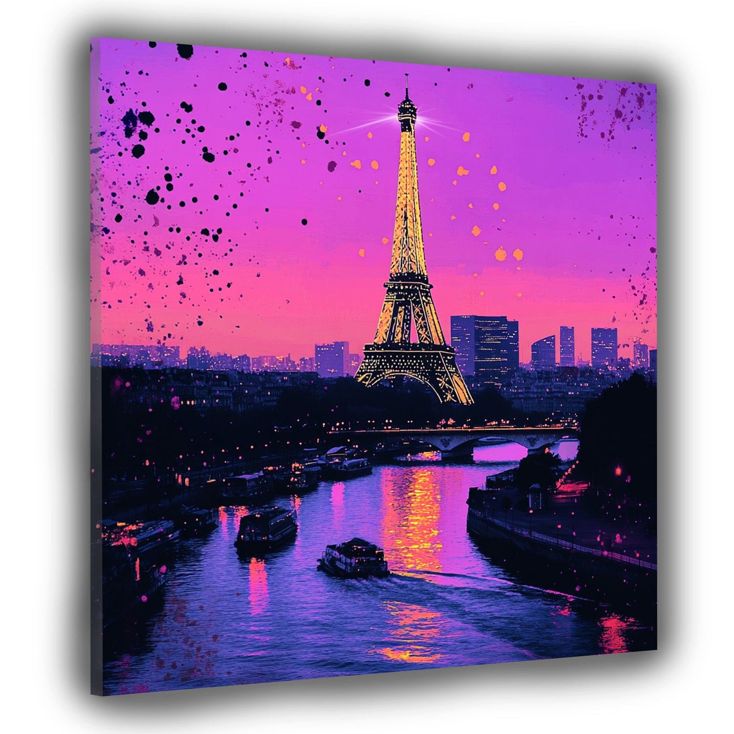 Artedinoi Leinwandbild Abstrakt Paris Eiffelturm Seine Pop Art modern Leinwandbild Wandbild X, Eiffelturm an der Seine, modern