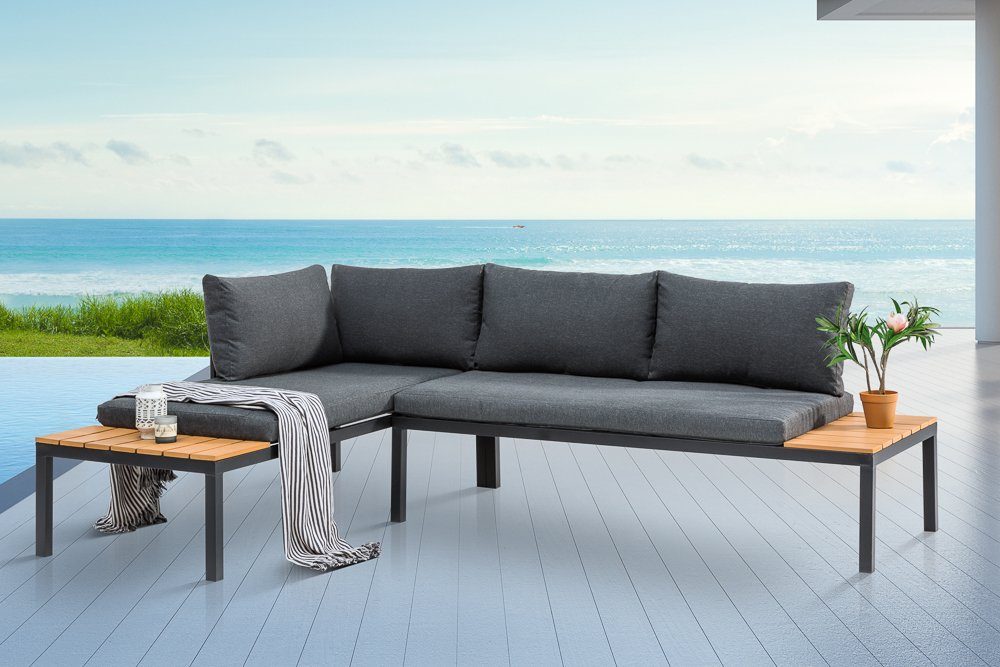 riess-ambiente Gartenlounge-Set ORLANDO LOUNGE 240cm anthrazit/grau - Aluminium, wetterfest, modular, (Set, 1-tlg), flexibles Lounge-Set mit bequemen Kissen – ideal für Outdoor-Bereiche