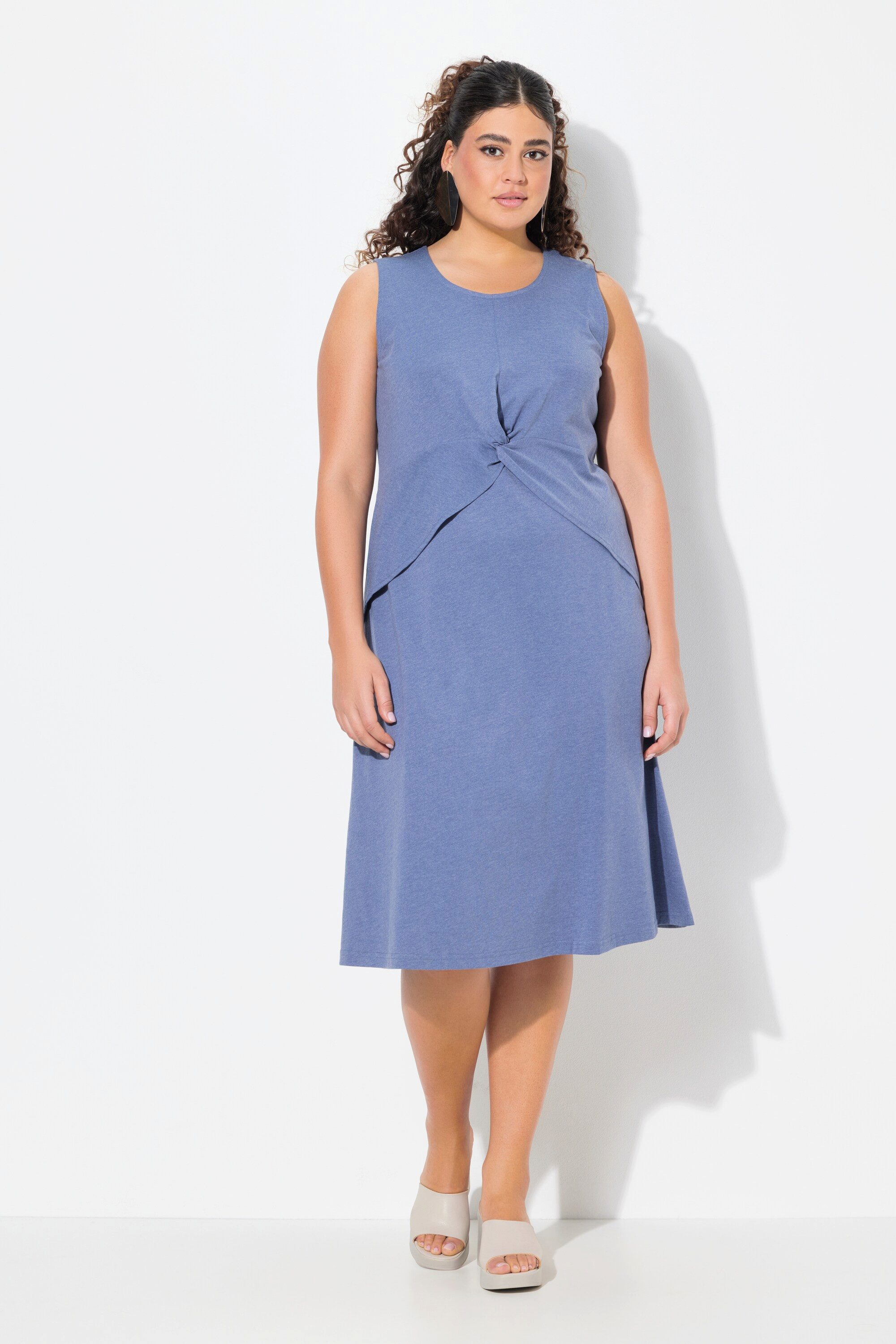 Ulla Popken Jerseykleid Jerseykleid Lagenoptik A-Linie Rundhals ärmellos günstig online kaufen