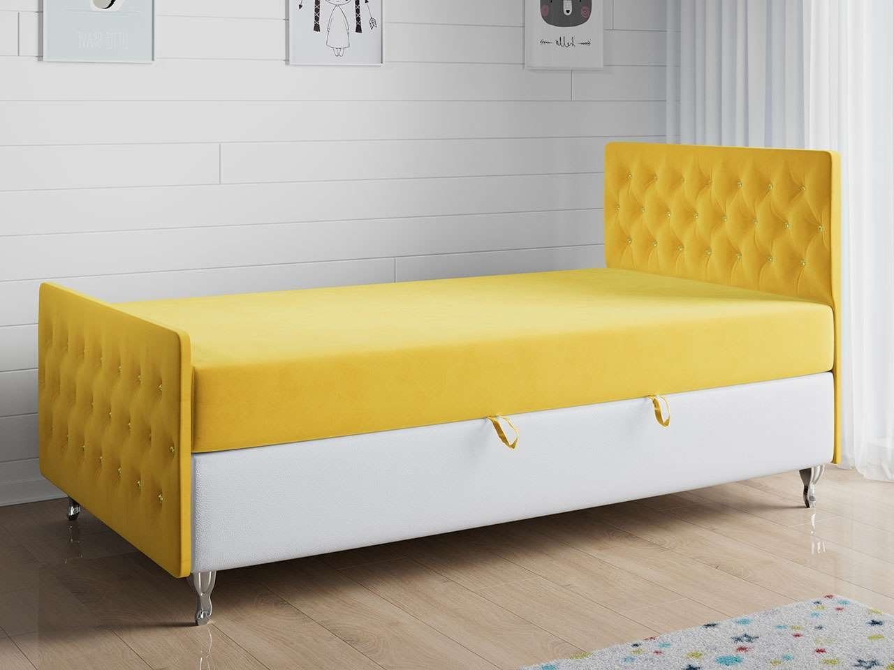 Gelb Boxspringbetten MÖBEL Jugendbett und für Funktionsbett FILIP 1, MKS Kinderbett Weiß Bett Kinderzimmer,