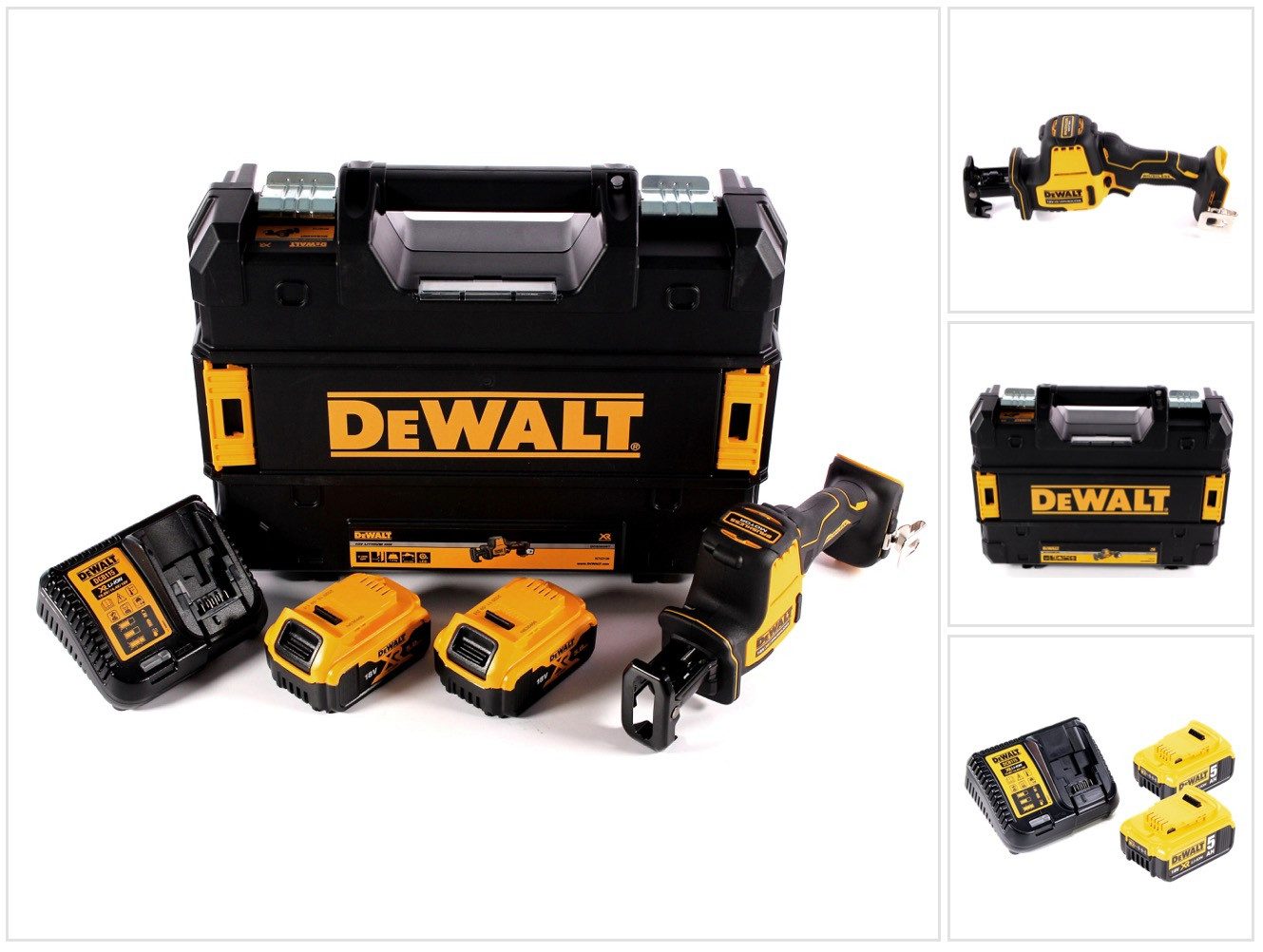 DeWalt Akku-Reciprosäge DCS 369 P2 Akku Säbelsäge 18 V + 2x Akku 5,0 Ah + Ladegerät + TSTAK