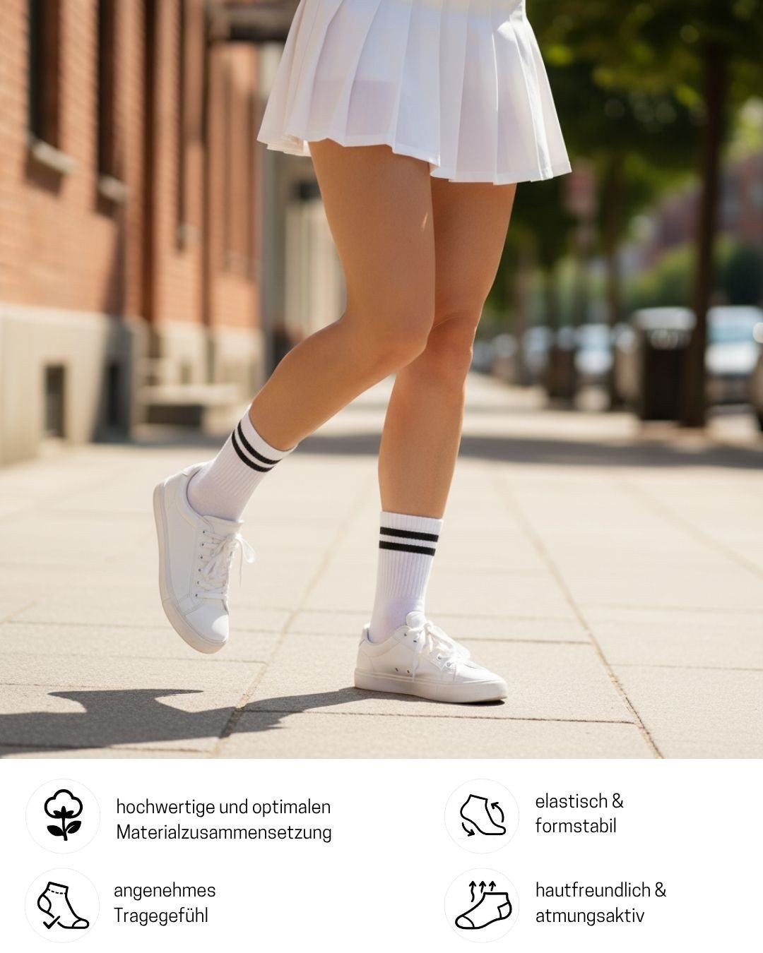 sockenkauf24 Tennissocken Damen Sportsocken Premium Retro Crew Socken mit Komfortbund (6-Paar) verstärkte Ferse & Fußspitze, gepolsterte Sohle, gekämmte Baumwolle