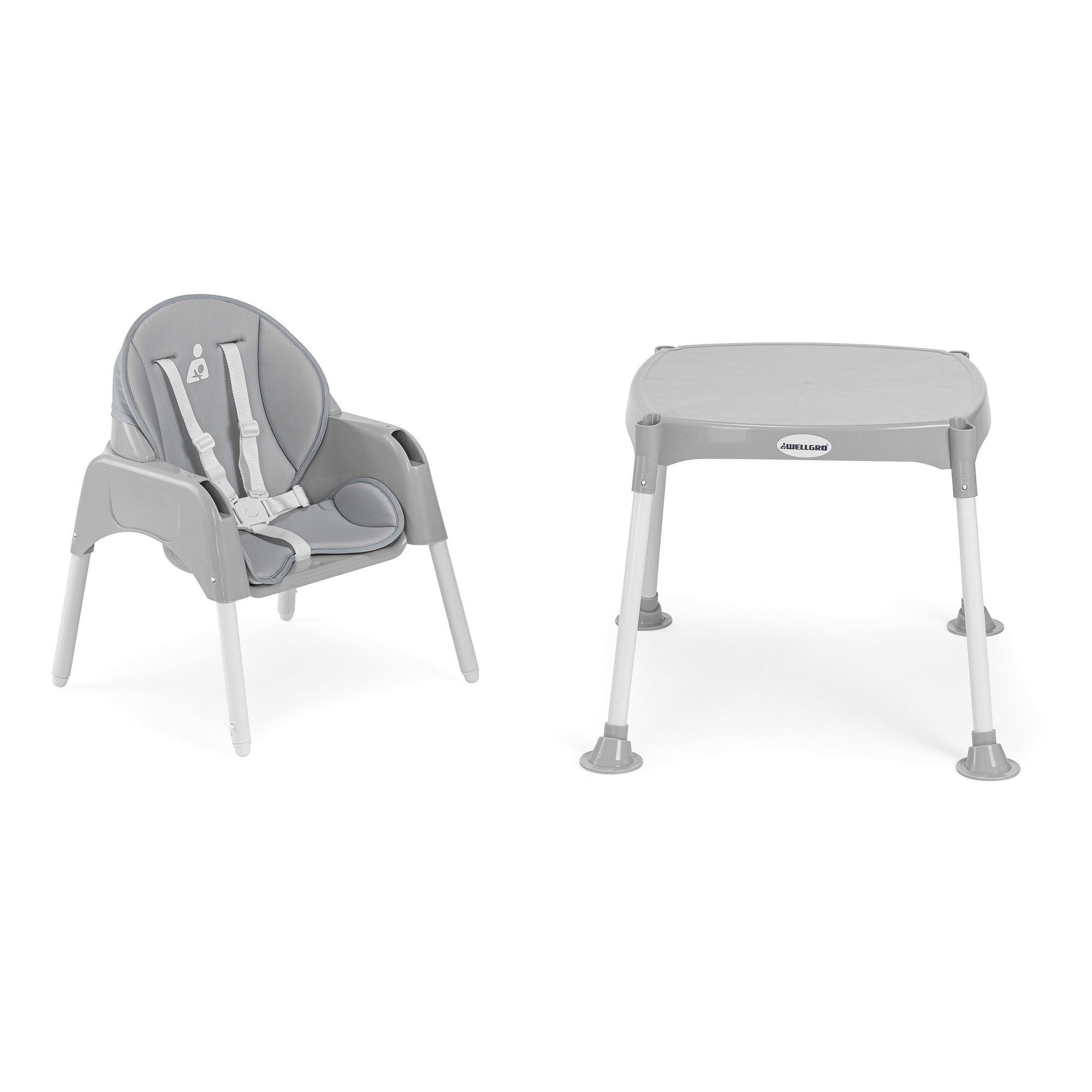 100% Plastik Kindersitze, Hochstuhl Grau, Wallity WLG1331,