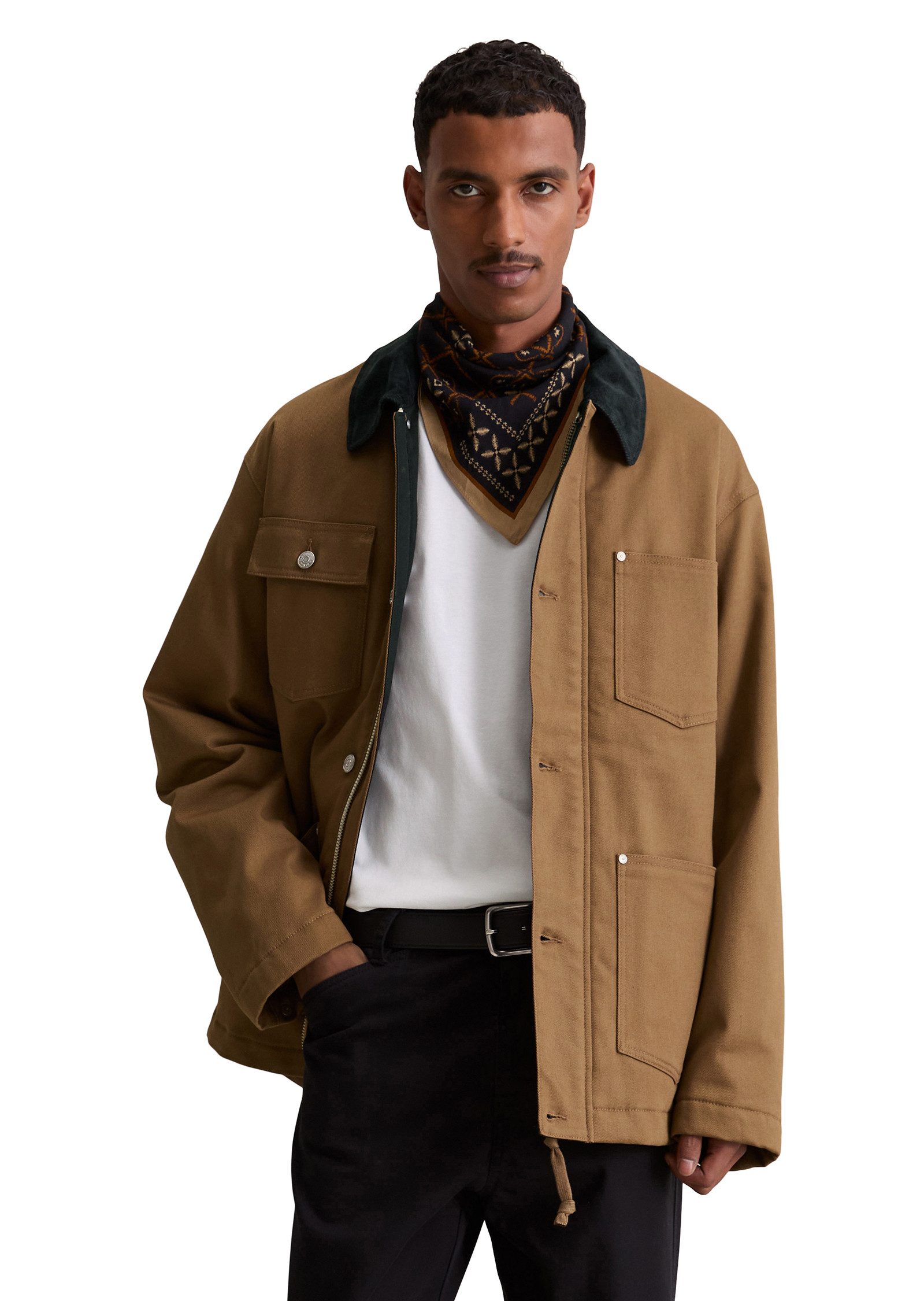Marc O'Polo DENIM Steppmantel mit Kontrastkragen aus Cord