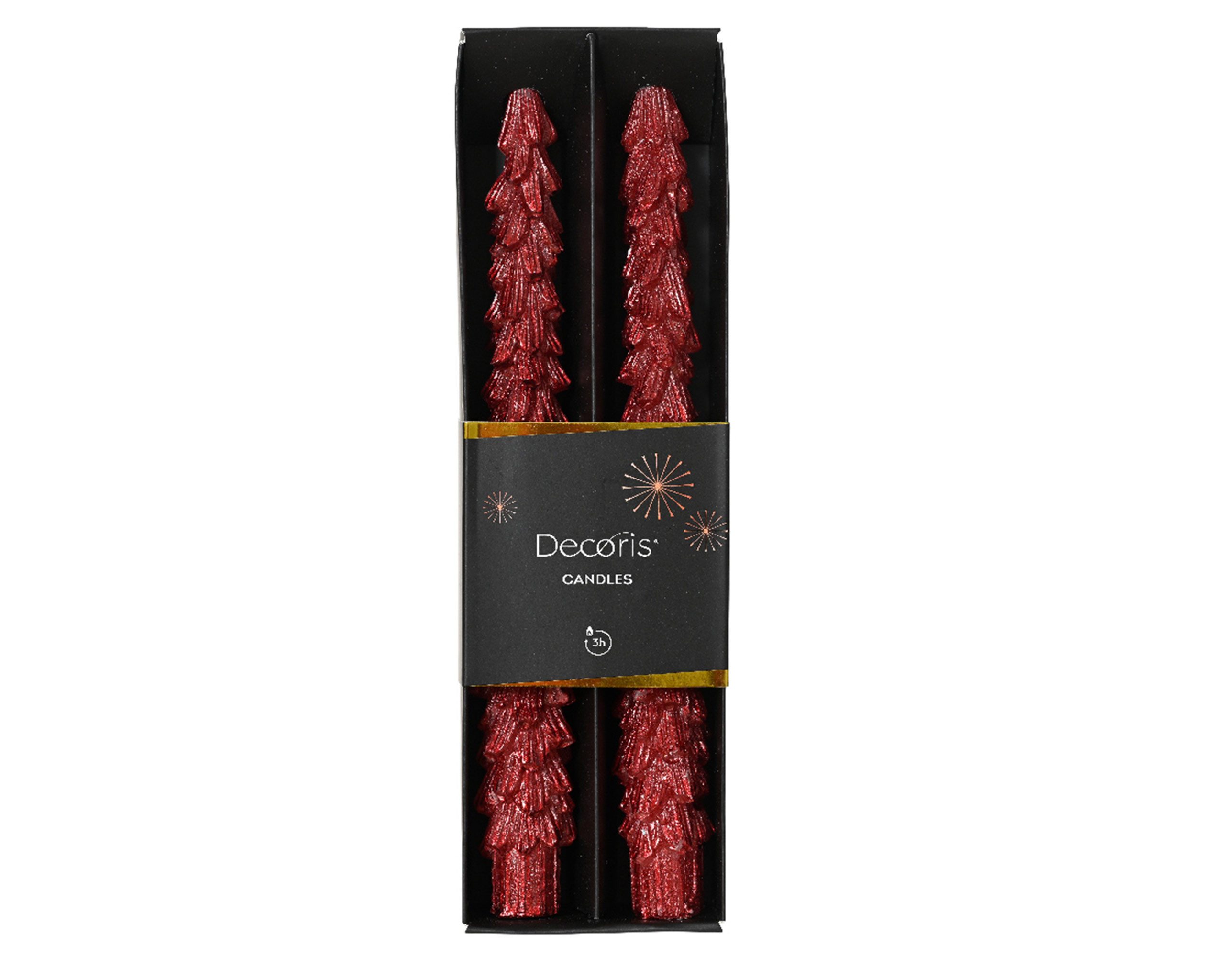 Kaemingk Spitzkerze, Spitzkerzen Paraffin 25cm Tannenbaum Form 2er Set Weihnachtsrot