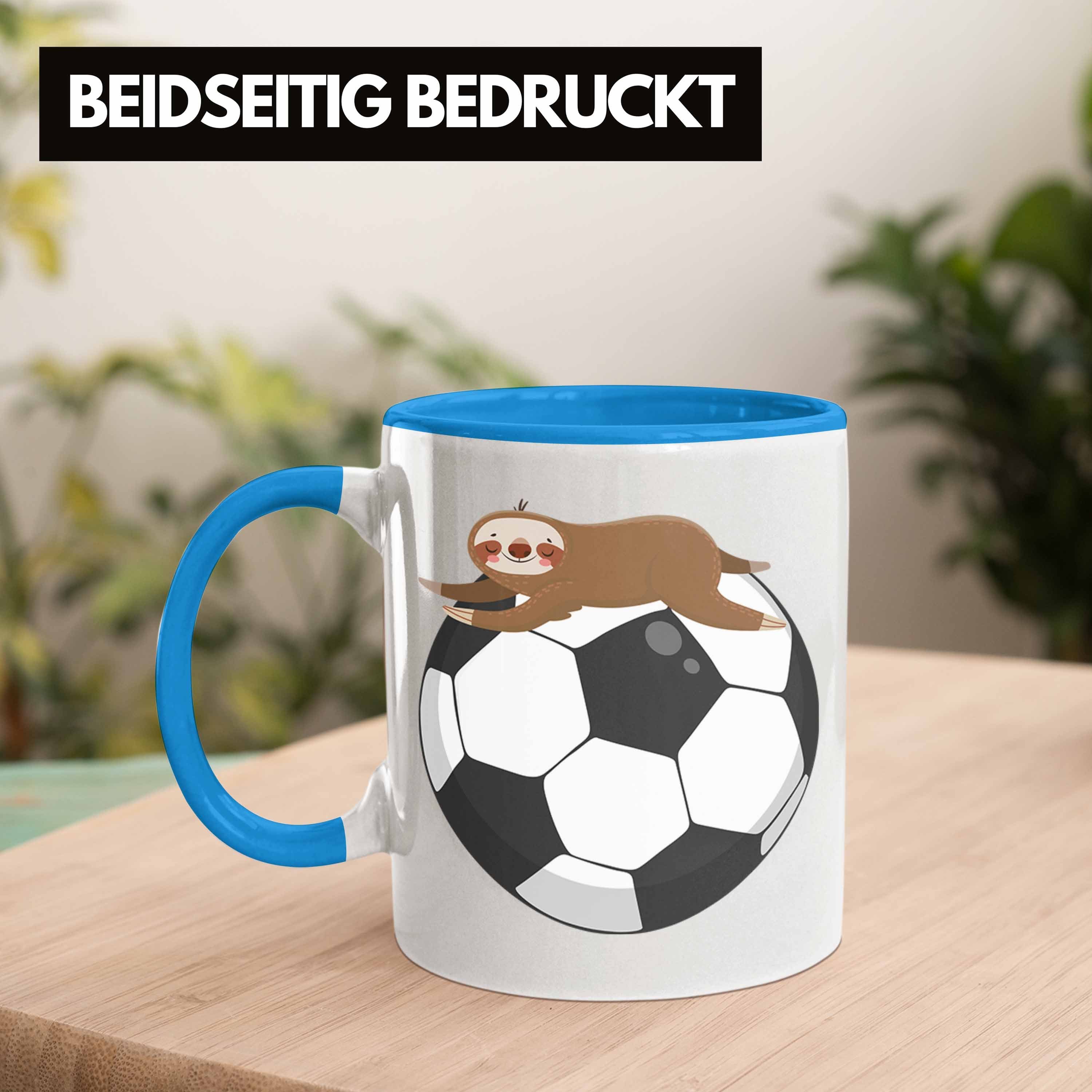 Grafik - Geschenkidee Fussball Blau Jungs Tasse Geschenk Lustige Tasse Trendation Faultier Fußballer Trendation