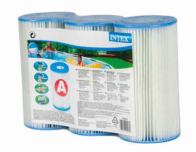Intex Pool-Filterkartusche, Zubehör für Krystal Clear Filterpumpen von Intex, Filterkartuschen Typ A 3-er Set für Filterpumpen 11x20cm