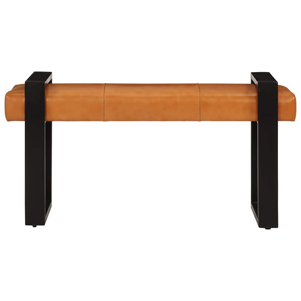 vidaXL Essbank Sitzbank Schwarz und Braun 110 cm Echtes Ziegenleder