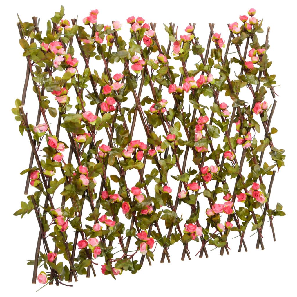 vidaXL Rankgitter 180 x 60 cm Rankhilfe Rankgitter mit Künstlichem Efeu Dunkelrosa Erwei