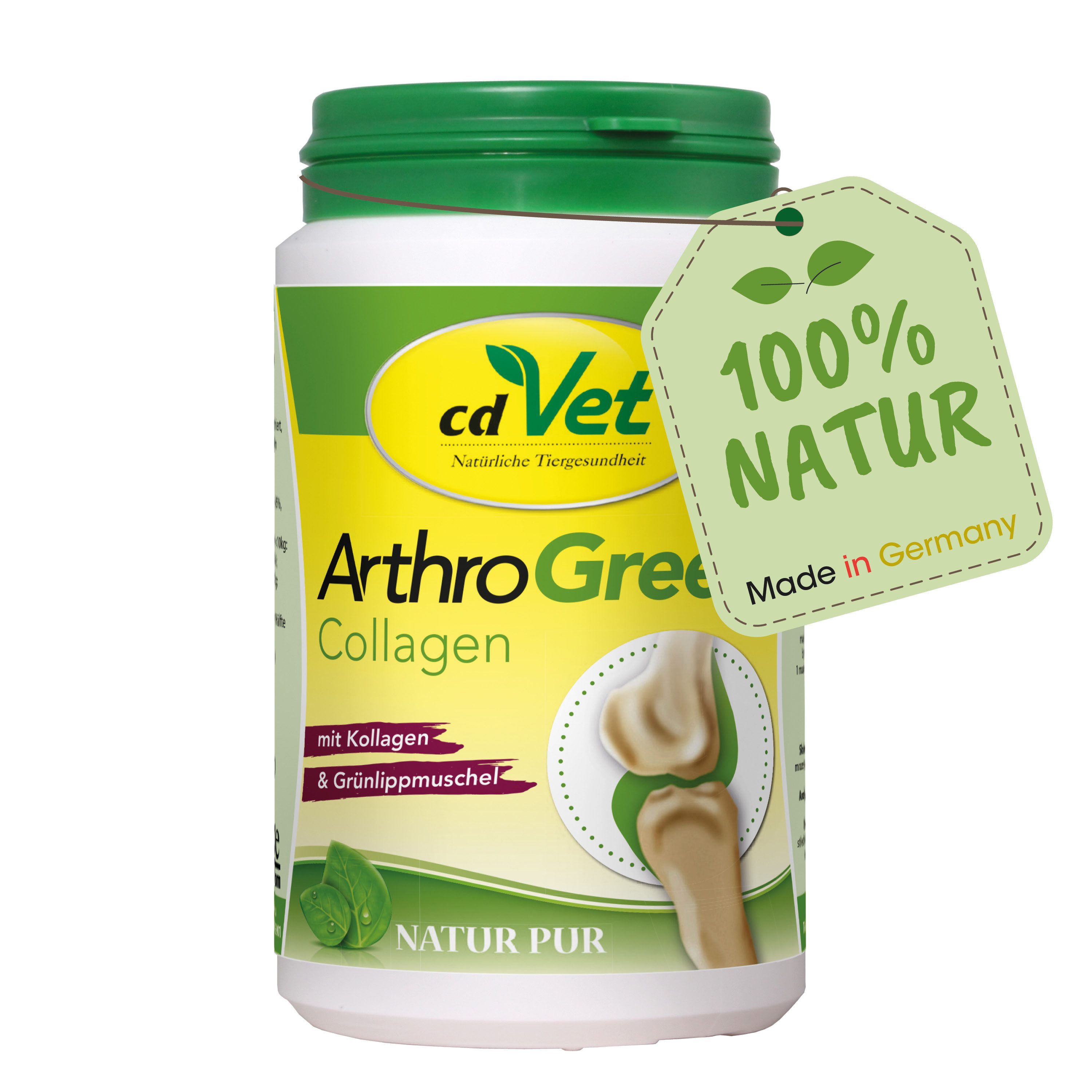 cdVet Arthrogreen Collagen, Ergänzungsfutter für: Pferde, Katzen, Hunde, Bei schwachem Bindegewebe, mit 65% Kollagen, Grünlippmuschel