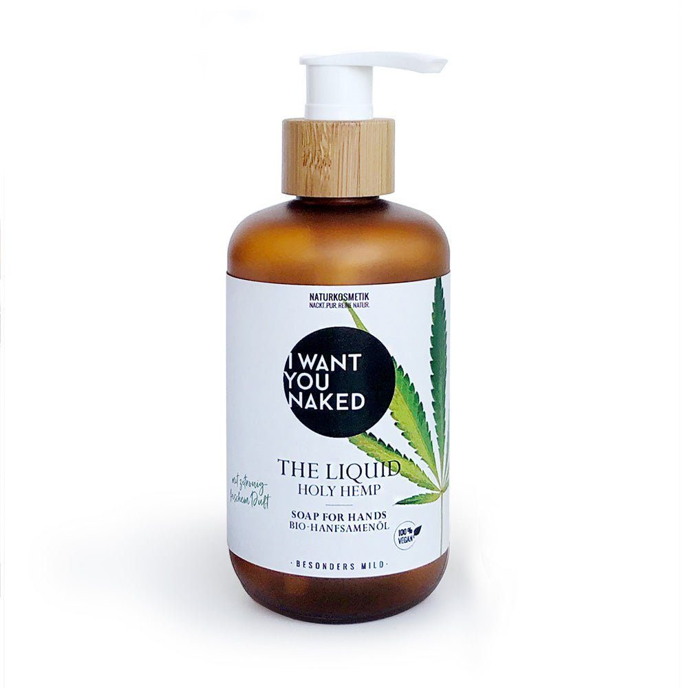 I WANT YOU NAKED Flüssigseife IWYN Holy Hemp, 1-tlg., regenerierende Handseife mit Bio-Hanfsamenöl 250ml handmade vegan