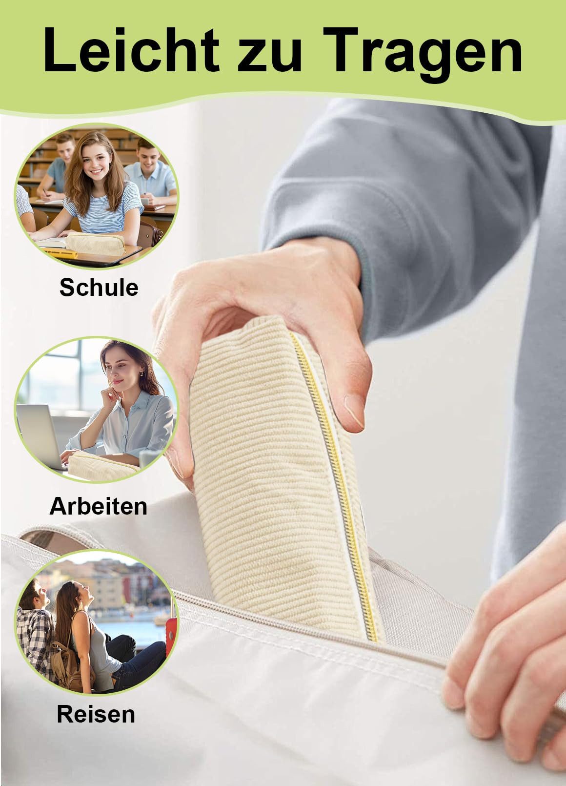 FOUORTUNATE-BEE Federmäppchen Großes Federmäppchen mit Reißverschluss, süßes Design für Mädchen, Tragbare Stifttasche für Schule & Büro, viel Platz für Schreibwaren