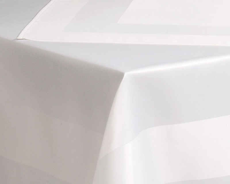 Haus und Deko Tischdecke Tischdecke weiß mit Atlaskante Serie elegant Mitteldecke Servietten (1-tlg)