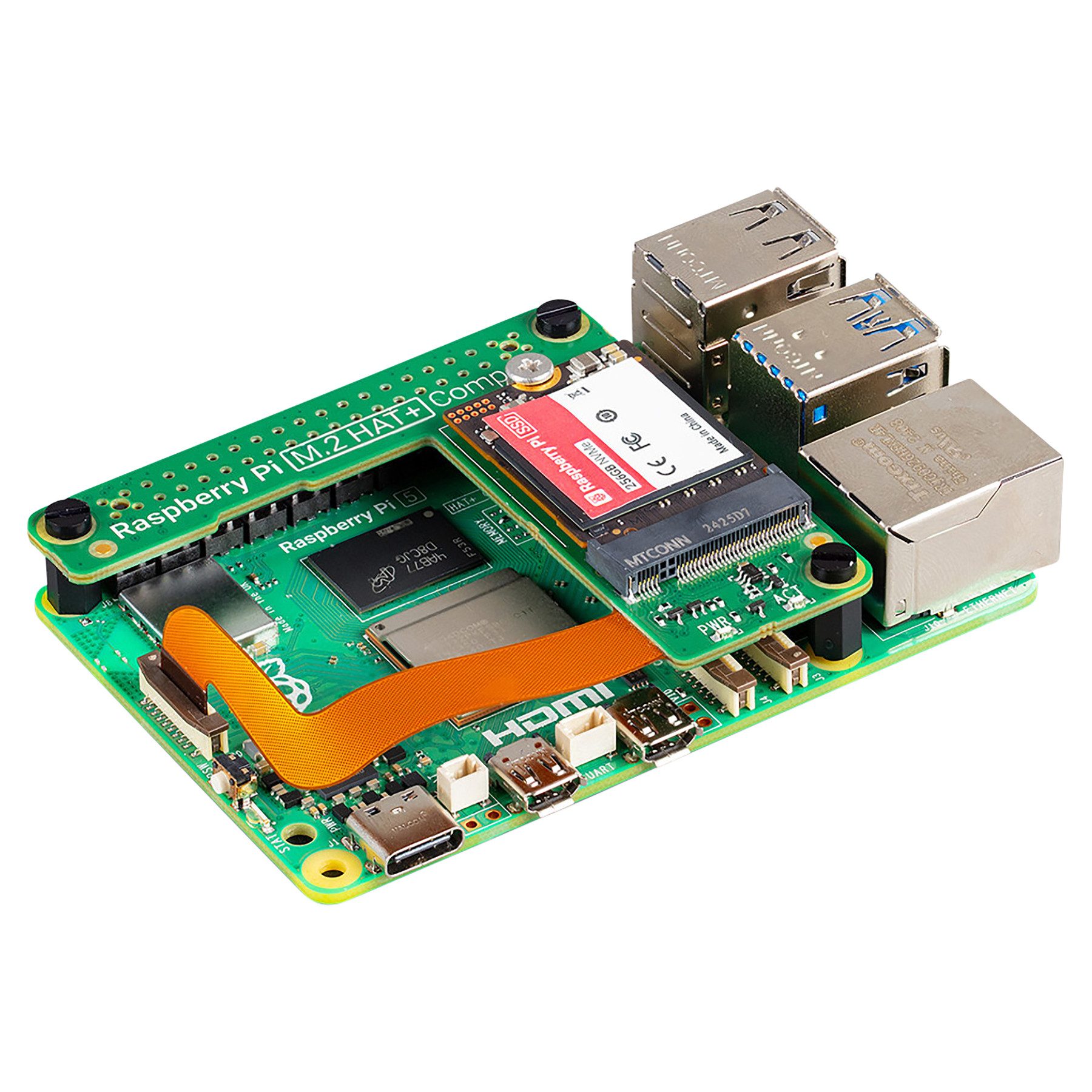 Raspberry Pi RASPBERRY PI M.2 HAT+ (Kompaktversion) SSHD-Hybrid-Festplatte
