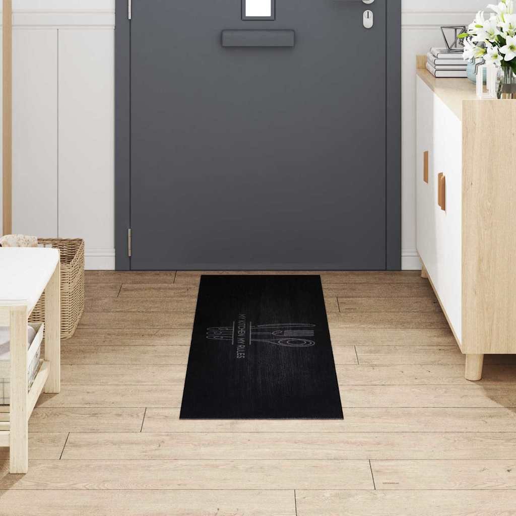vidaXL Fußmatte Küchen Teppich Schwarz 150 x 45 cm Samt günstig online kaufen