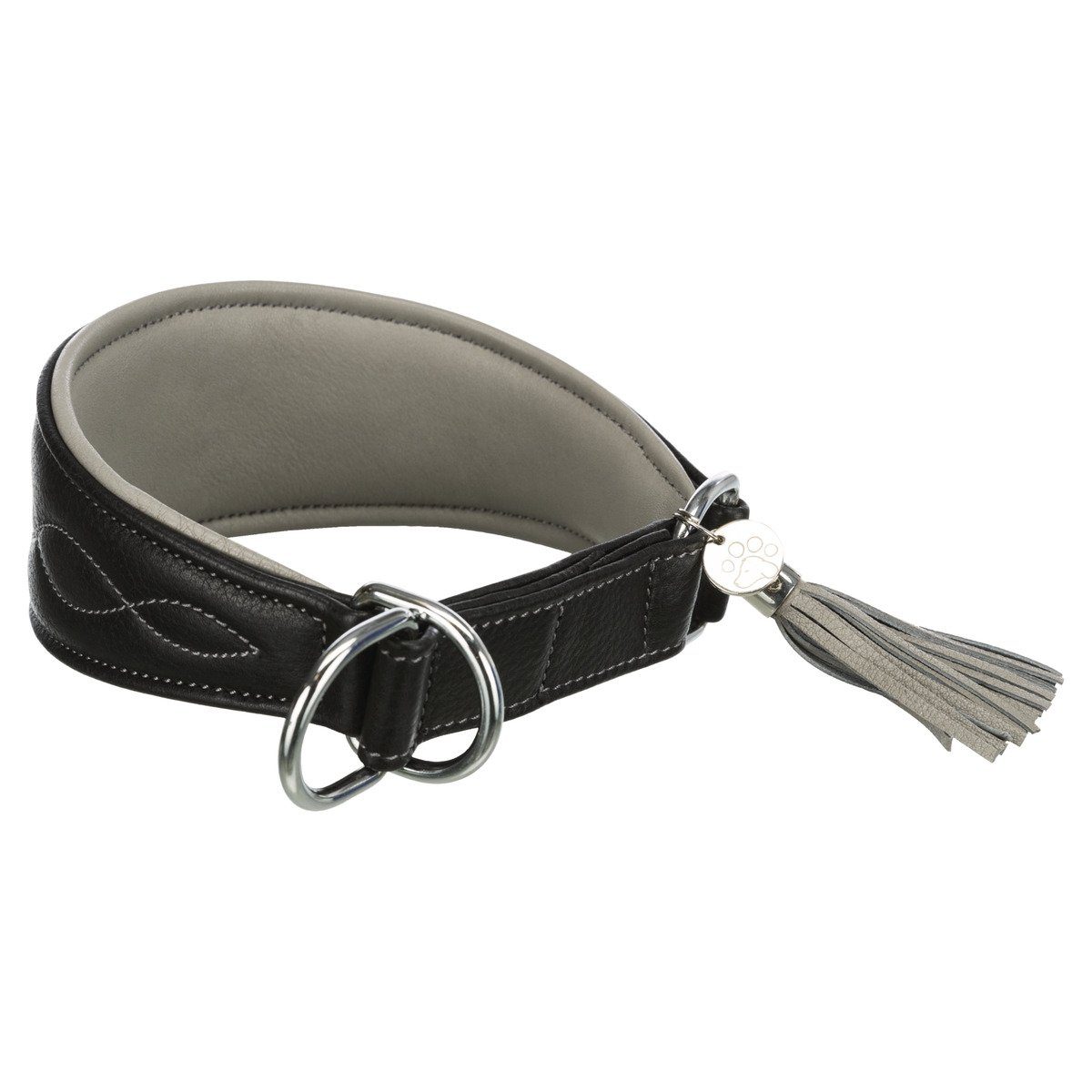 TRIXIE Hunde-Halsband Active Comfort Windhundehalsband mit Zug-Stopp schwarz/grau