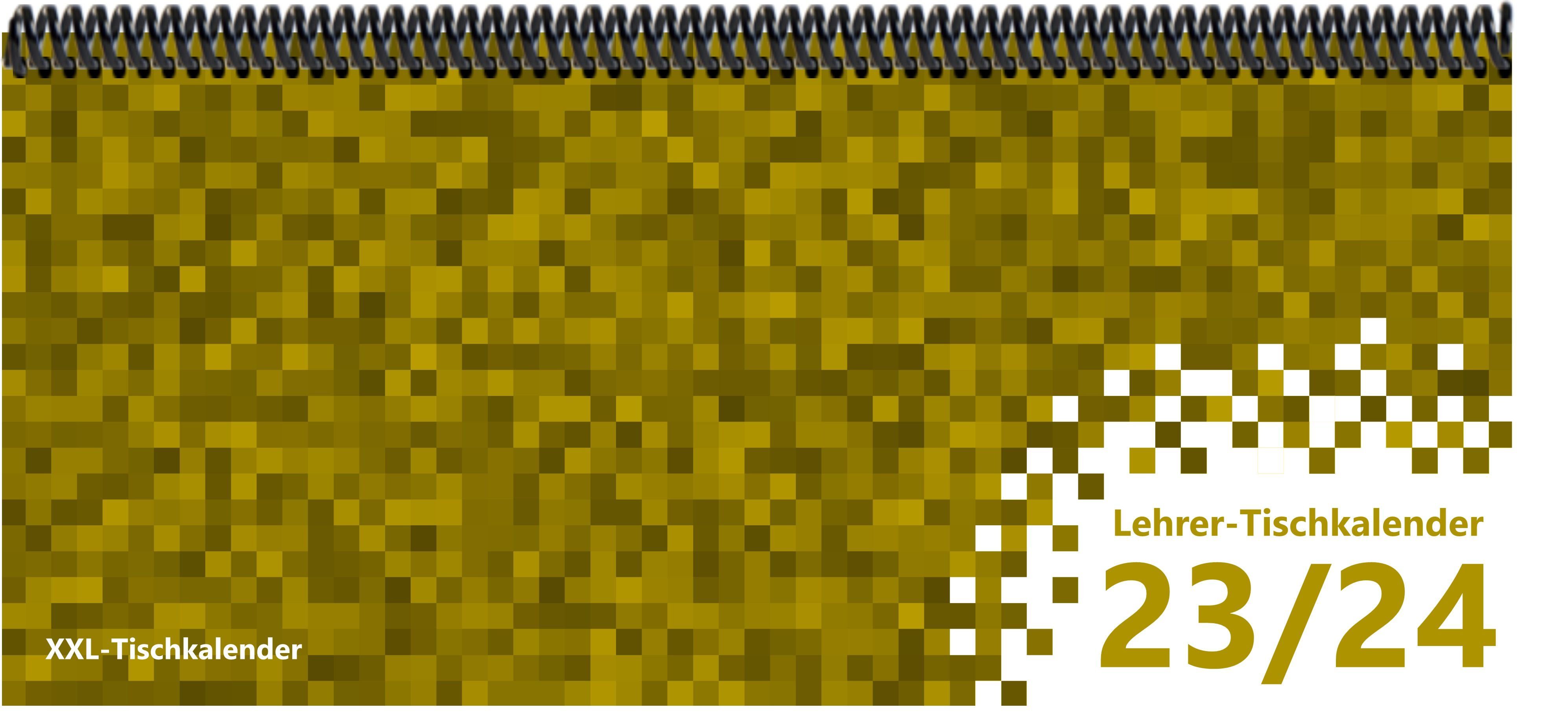 E&Z Verlag Gmbh Schreibtischkalender Lehrer - Tischkalender XXL 2023/2024 mit dem Muster Pixel gelb
