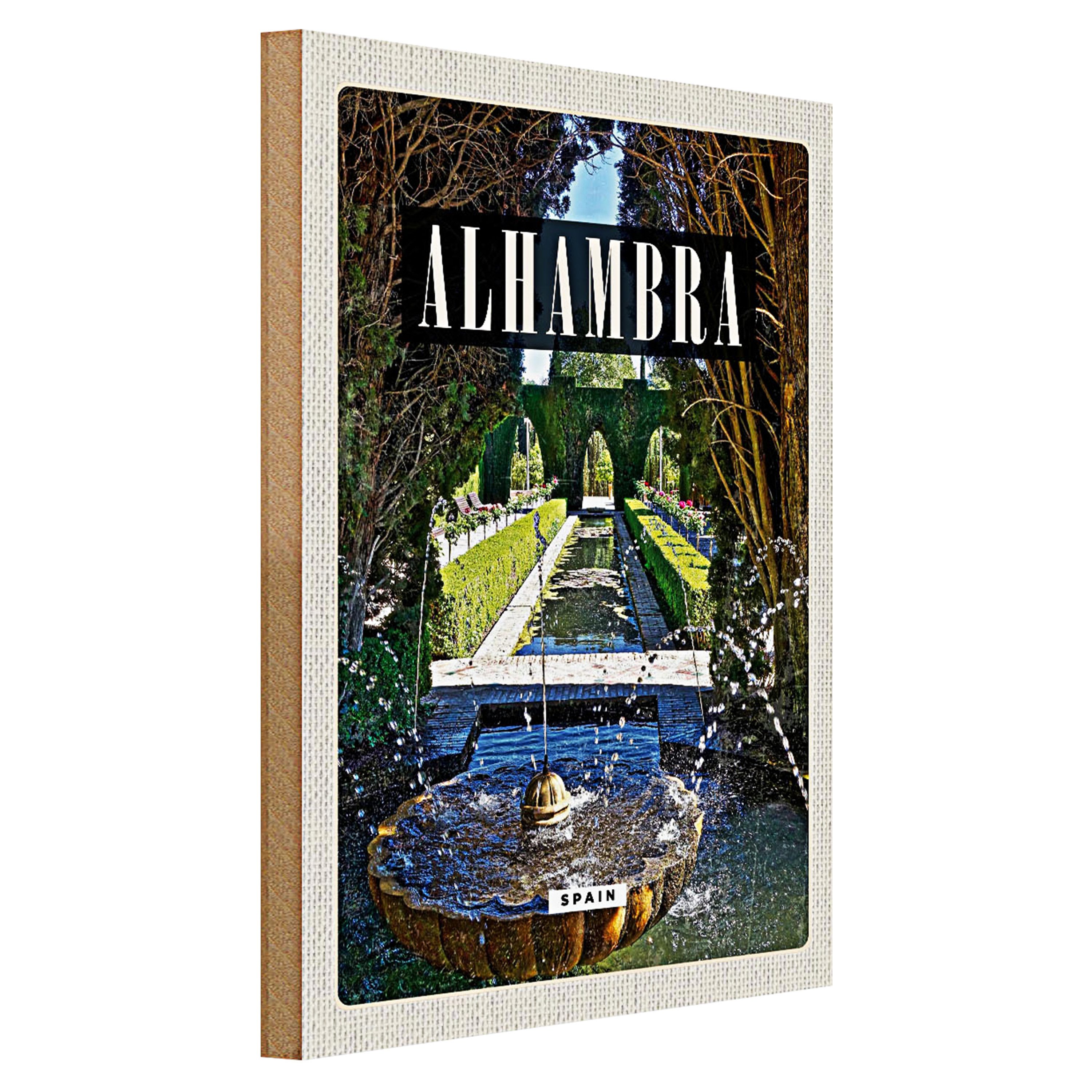 Roomando Holzbild Reise 30x40cm Alhambra Spain Spanien Natur