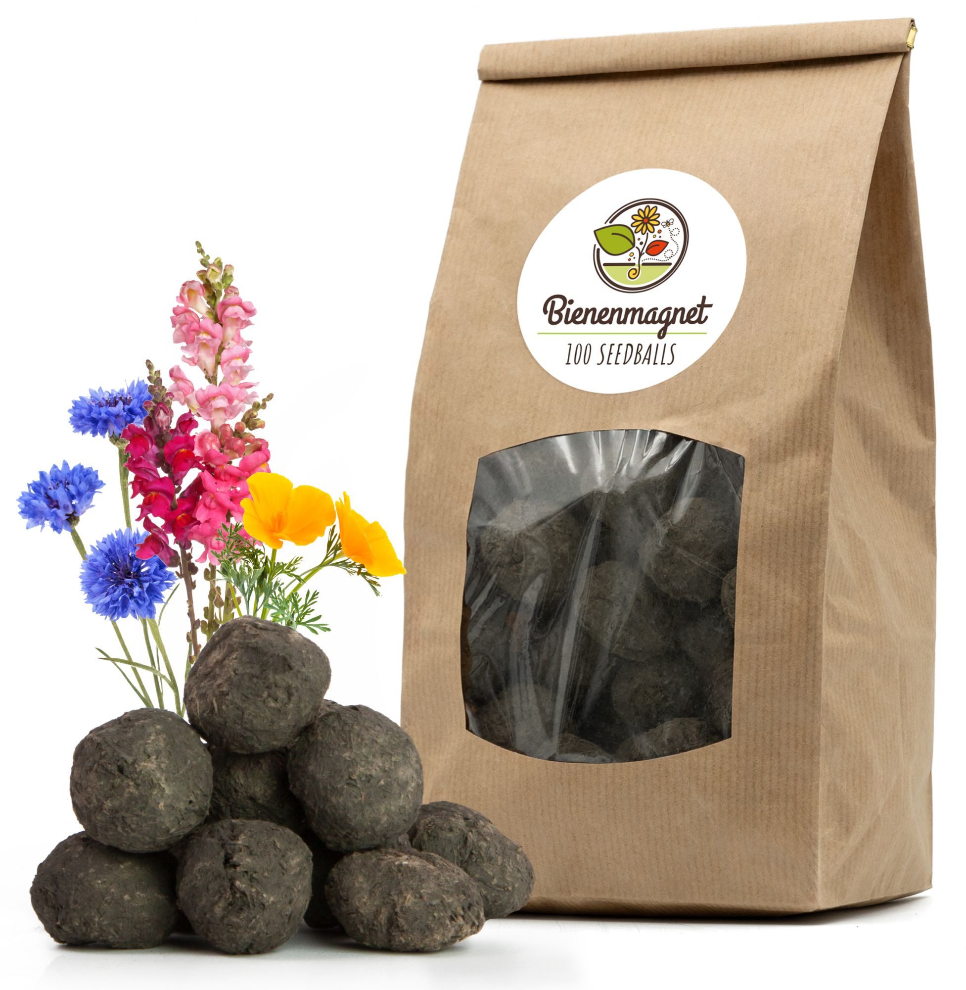 Blumensamen 100x Samenbomben für eine bunte Bienenweide- Seedbomb Wildblumensamen