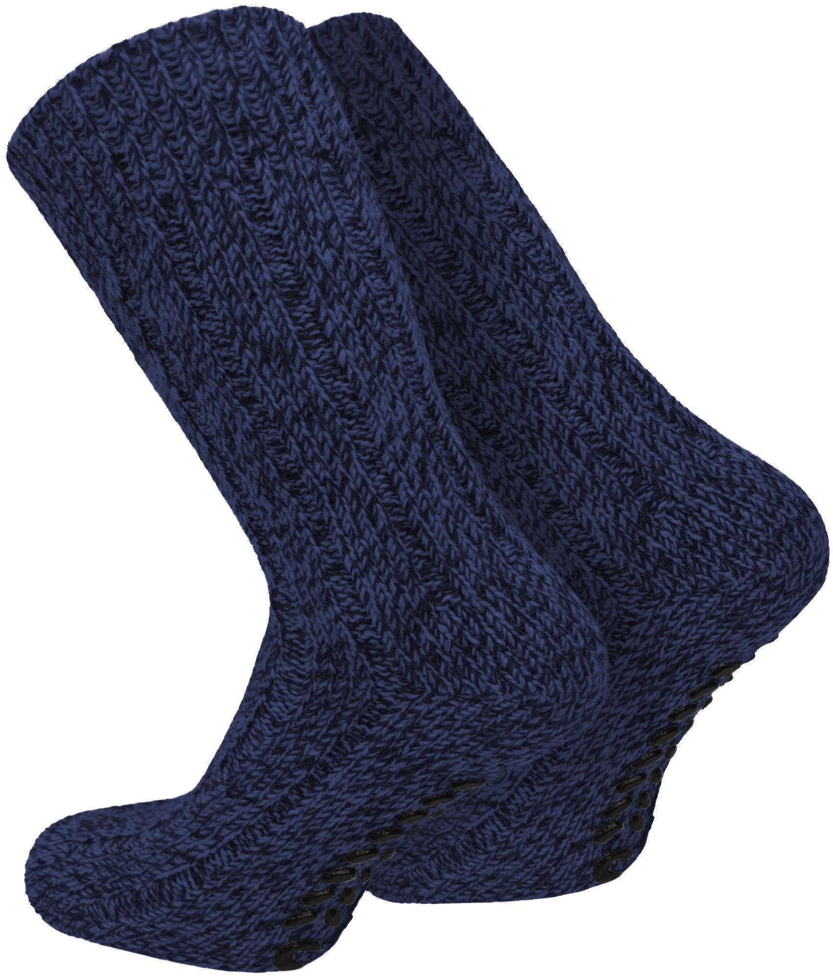 Norweger-ABS-Socken normani Blaumelange hoher Schafwolle Thermosocken mit 2 (Set, Paar Paar) 2 Schafwollanteil