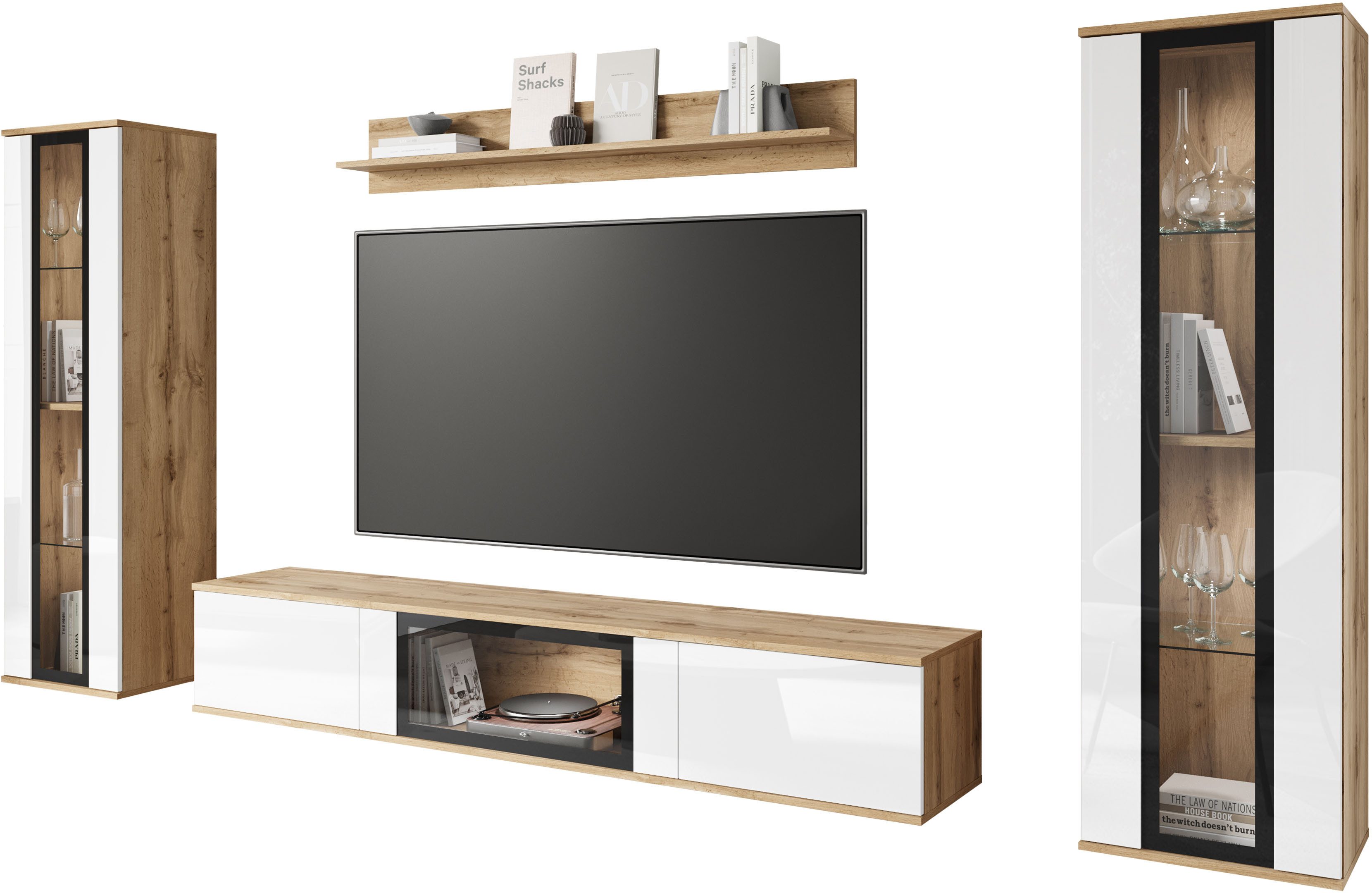 INOSIGN Wohnwand Caro, stehend und hängend montierbar, (Komplett-Set, 4-St. günstig online kaufen