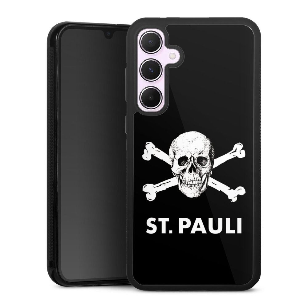DeinDesign Handyhülle FC St. Pauli Totenkopf Offizielles Lizenzprodukt, Samsung Galaxy A55 5G Gallery Case Glas Hülle